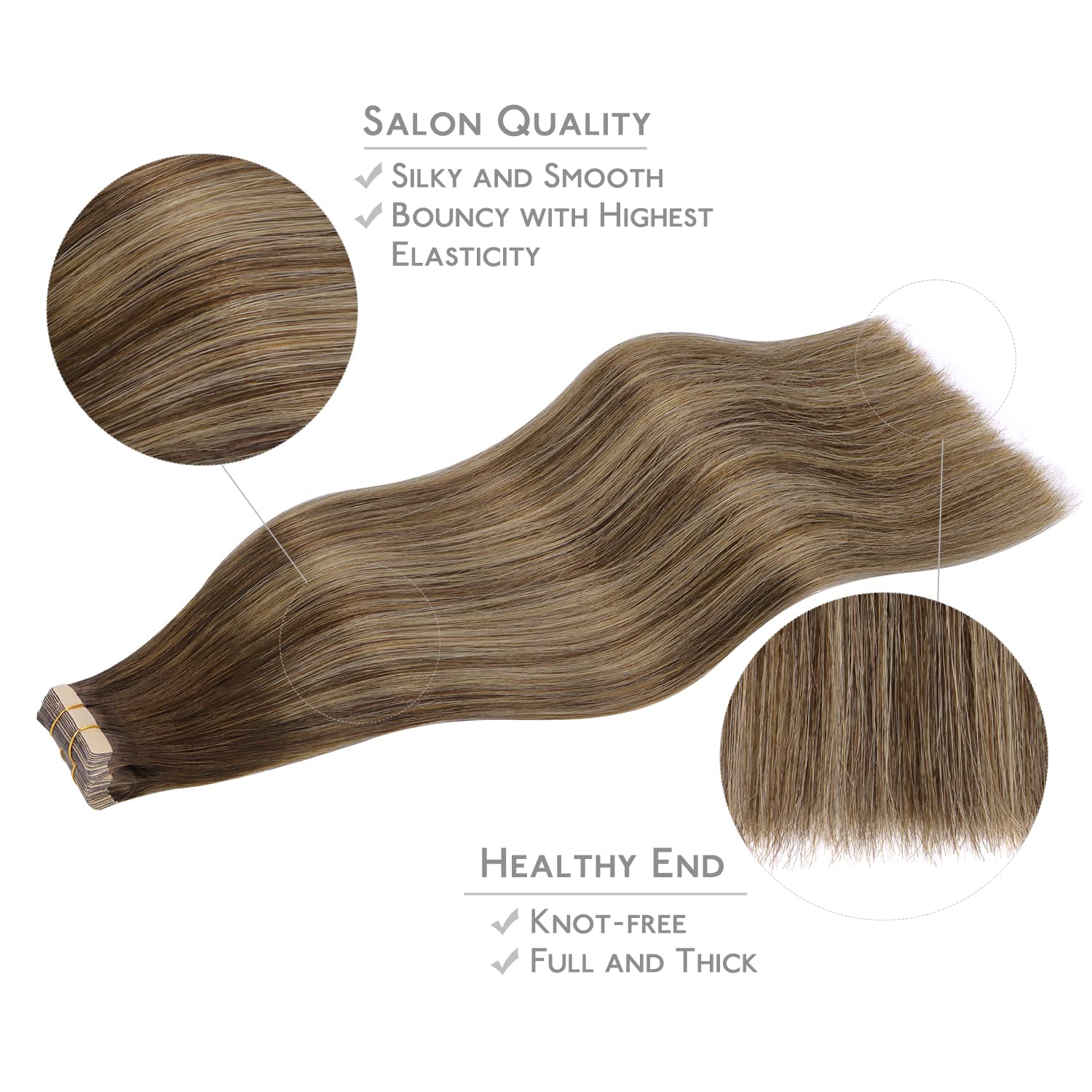 Wennalife Tape In Hair Extensions Human Hair, 20Pcs 30G 10 Inch Balayage Chocolate Brown To Honey Blonde Remy Hair Extensions St