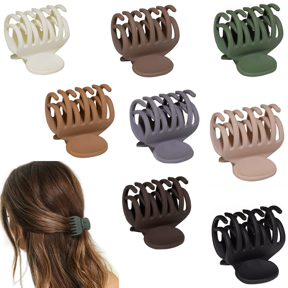 1.6'' Matte Medium Double Row Teeth Hair Clips for Women - Strong Hold Jaw Clamps for Thin, Fine & Thick Hair
