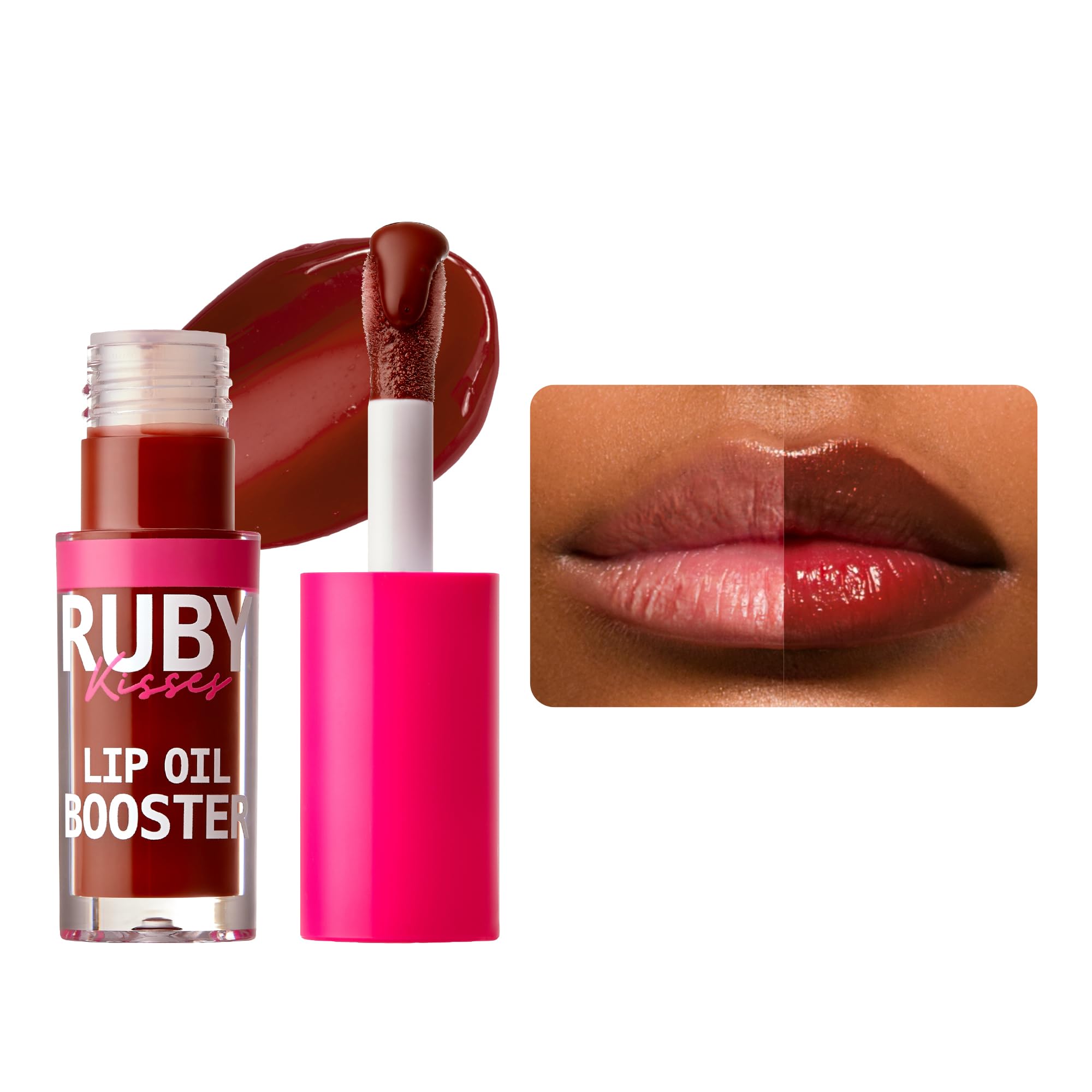 Ruby Kisses Lip Oil Booster, Hydrating Lip Gloss with Nourishing Natural Oil Blend, Jumbo Wand for Easy Application, Non-Sticky 