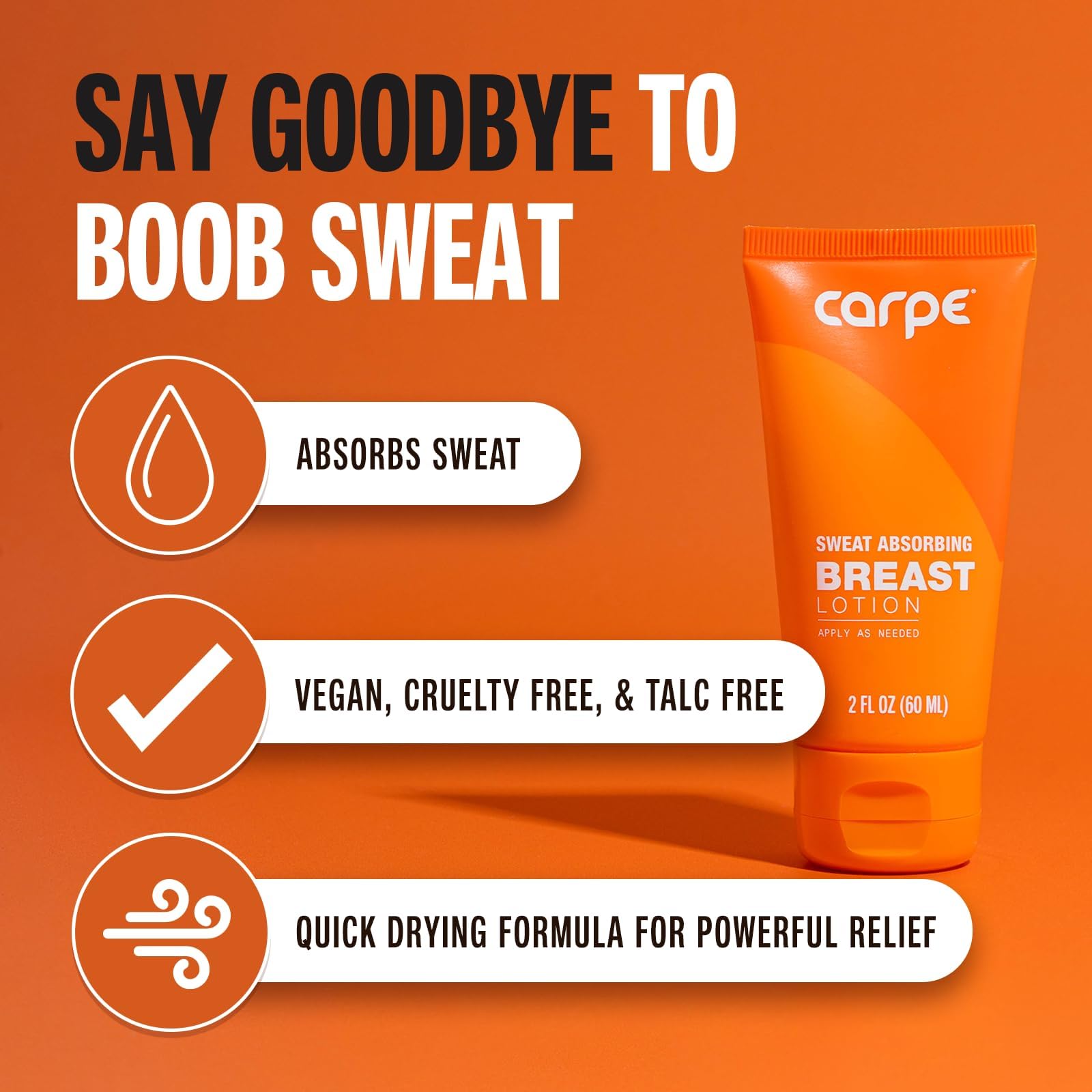Carpe No-Sweat Breast (Pack Of 3) - Helps Keep Your Breasts And Skin Folds Dry - Sweat Absorbing Lotion - Helps Control Under Br