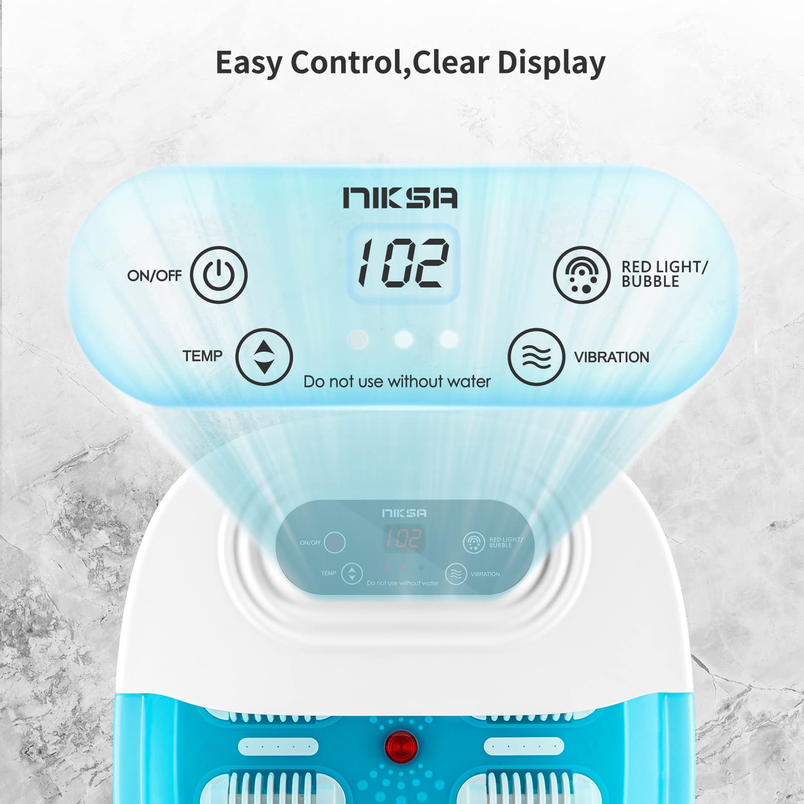 Niksa Foot Spa Bath Massager With Heat, Bubbles, Vibration And Red Light,4 Massage Roller Pedicure Foot Spa Tub For Feet Stress
