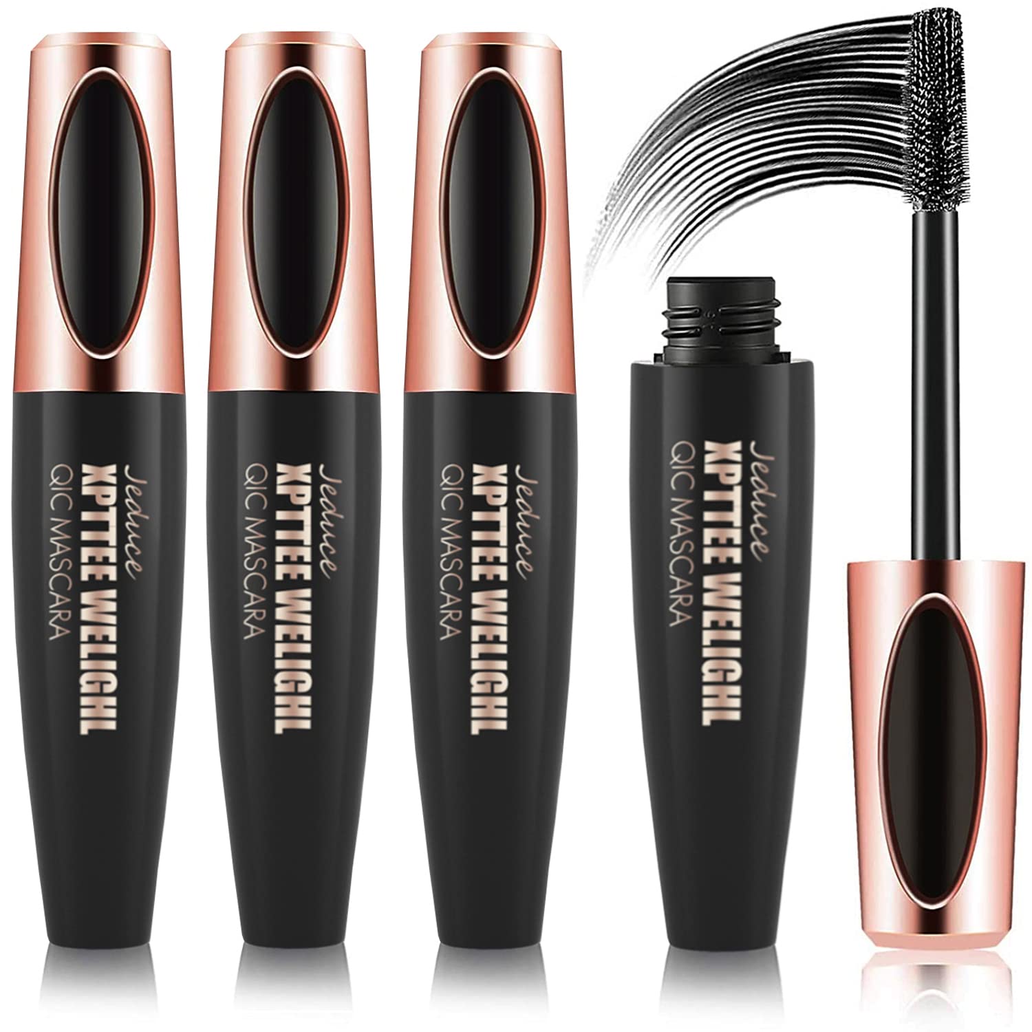 4D Silk Fiber Lash Mascara Extension Voluminous Fiber Mascara Waterproof & Smudge-Proof Mascara Long-Lasting No Flaking Natural