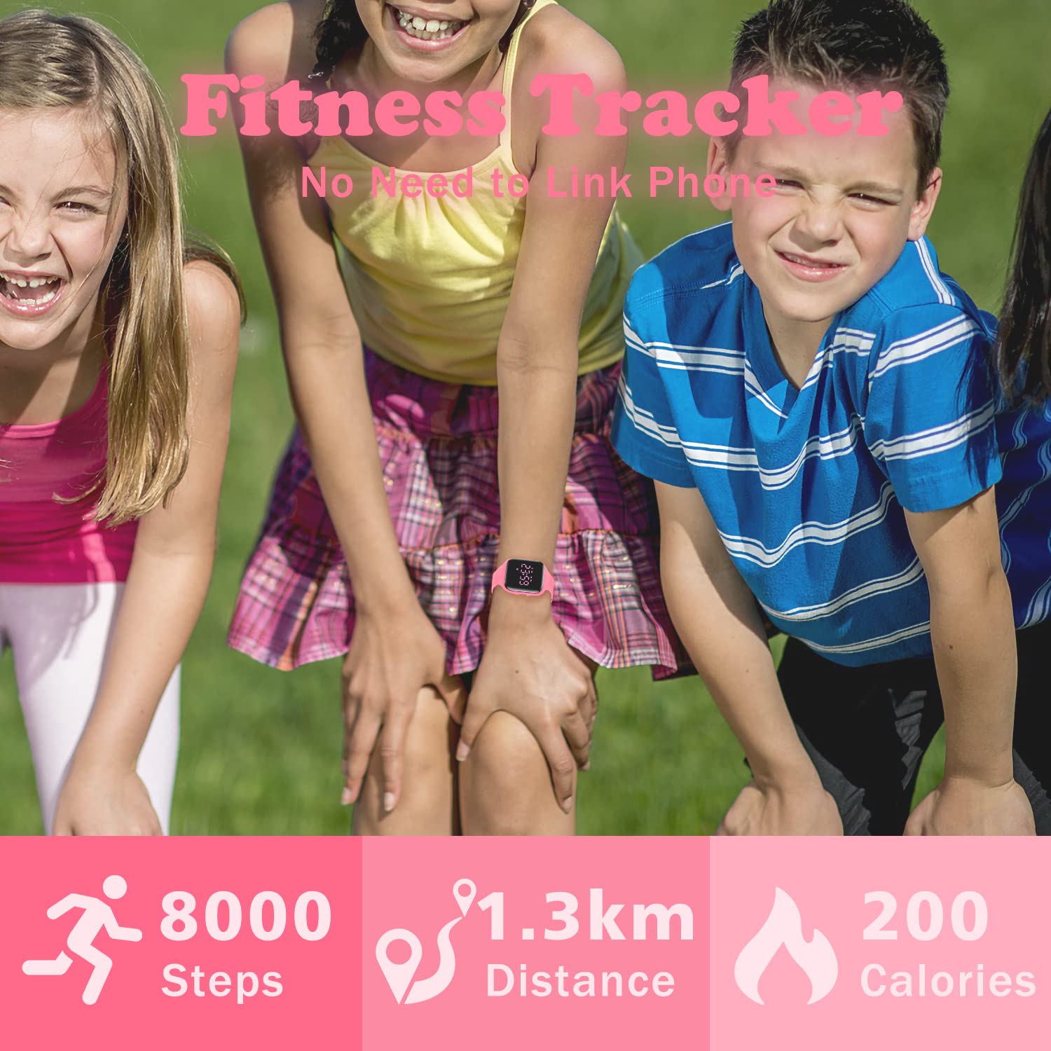 Kids Watches for Girls Boys Digital Sport Watch with Step Counter Pedometer Vibration Alarm Clock, No App Waterproof Fitness Tra