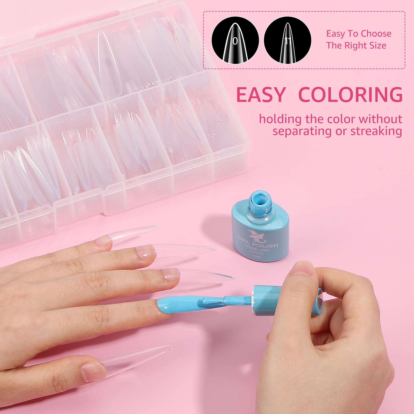 504Pcs 3Xl Stiletto Nail Tips, 3Xl Extra Long Clear For Acrylic Nails Professional, 12 Sizes Tapered Acrylic Full Nail Tips Pres