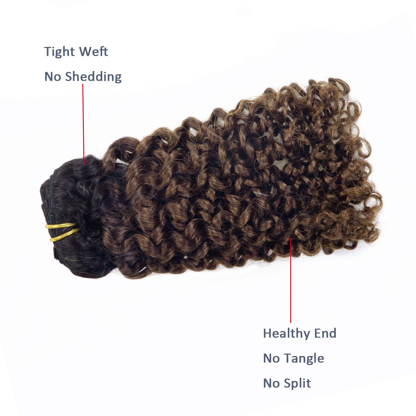 LacerHair Jerry Curly Clip in Human Hair Extensions Real Remy 100% Brazilian Virgin Hair 120G Balayage Natural Black Fading into