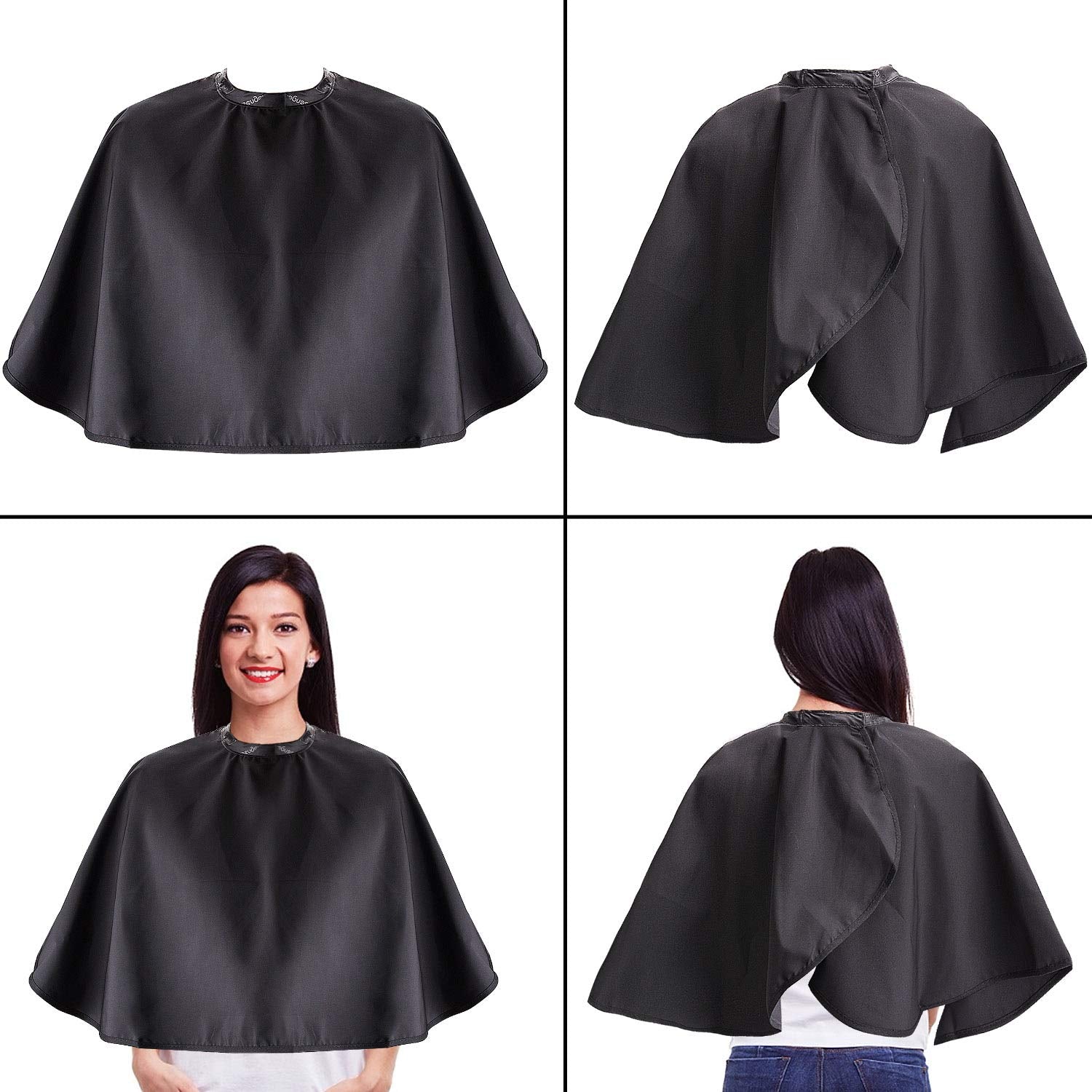 Noverlife Black Makeup Cape, Chemical & Water Proof Beauty Salon Shorty Smock For Clients, Lightweight Comb-Out Beard Apron Shor