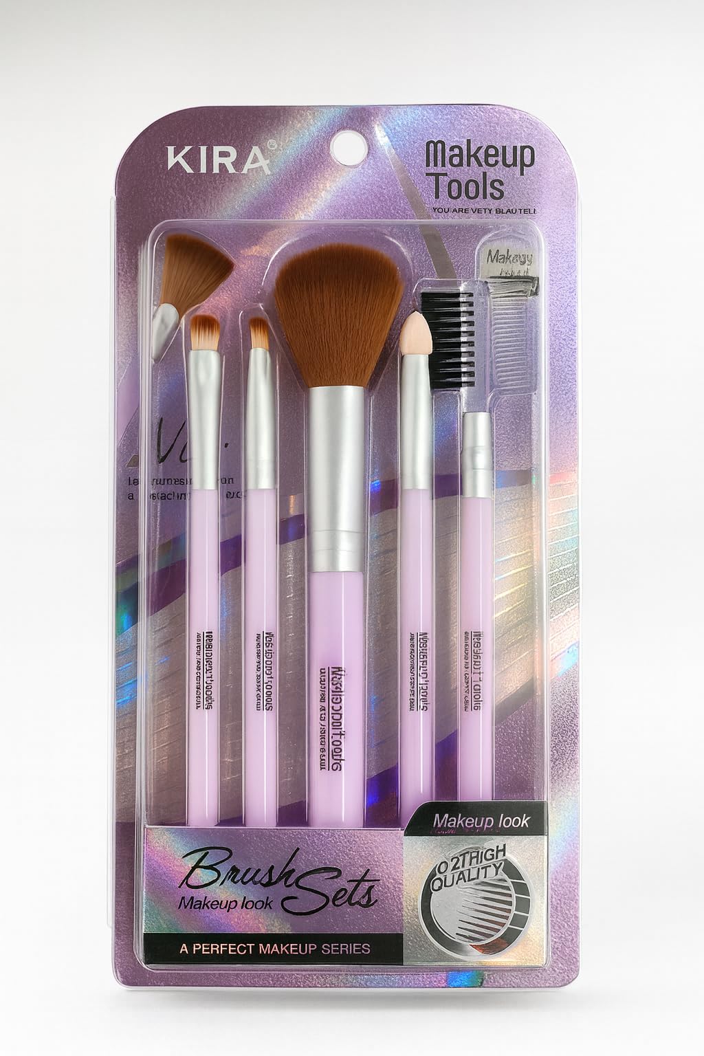 Kira 5Pcs Makeup Brush Set  Soft Bristles Face & Eye Brushes Kit For Blending, Shading & Eyebrow Grooming