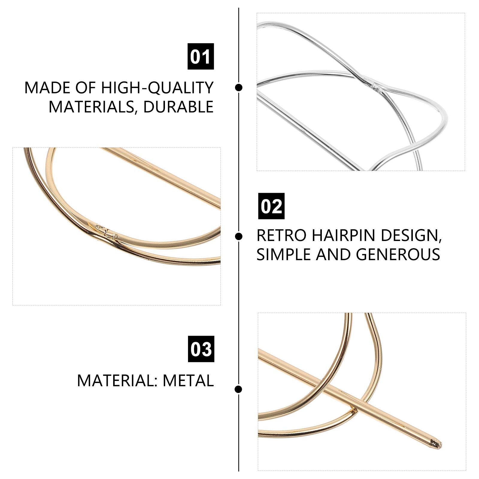 2pcs Metal Hairpin Bun Antique X-Shaped Hair Cuffs, Wedding Hair Accessories - Irregular Bracket Clips for Girls