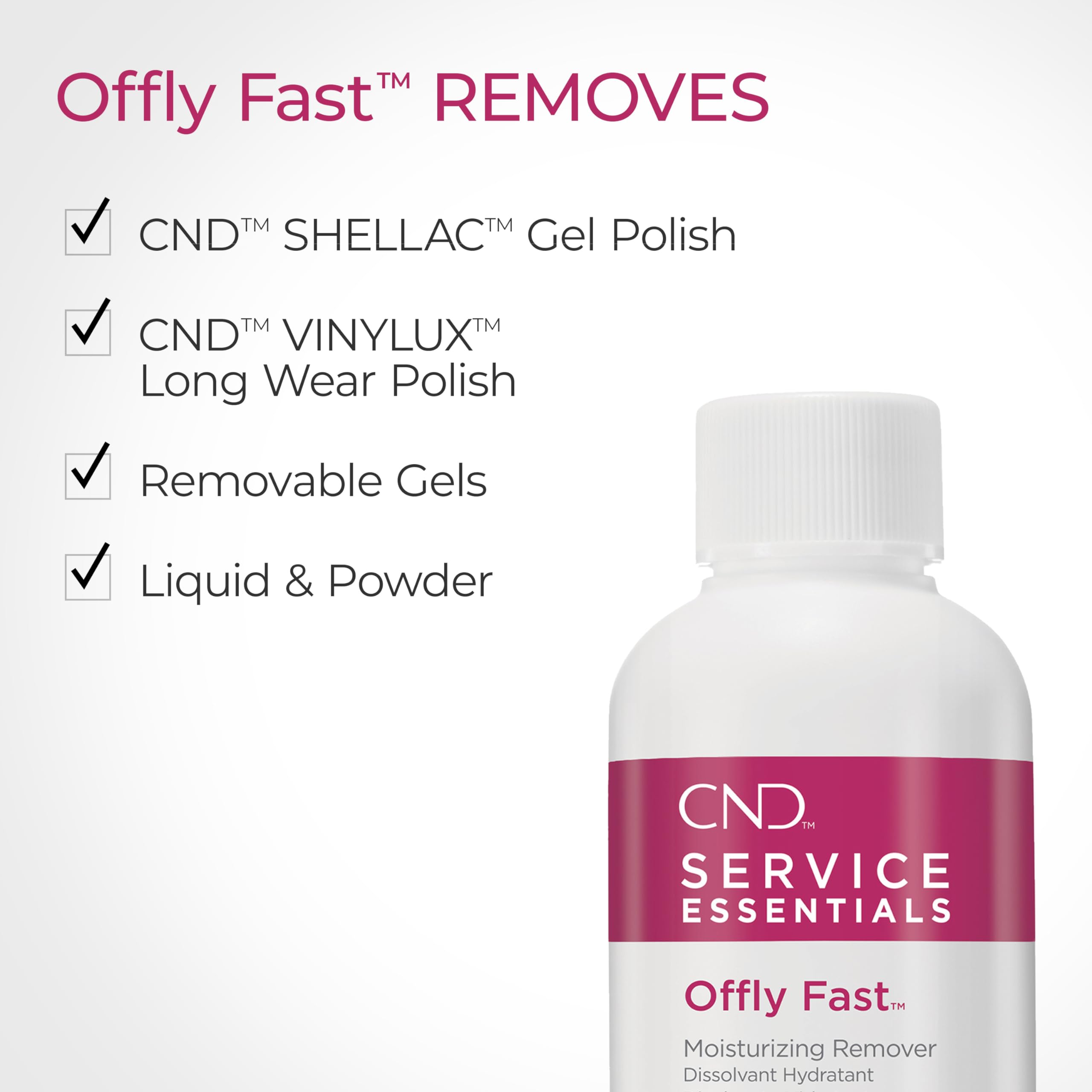 CND Offly Fast Moisturizing Remover with Macadamia & Vitamin E Oils, 2.0 Fl Oz - Safely Removes CND Shellac & Vinylux Polish, Clear