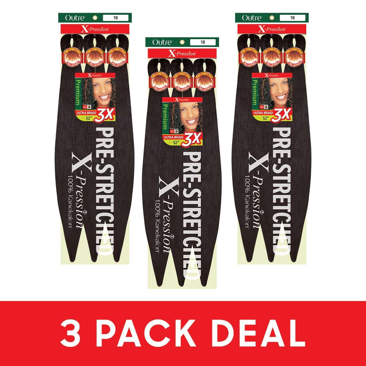 [3 Pack Deal] Outre X-Pression Braid-Pre Stretched Braid 52'' 3X 3 Packs (Violet)