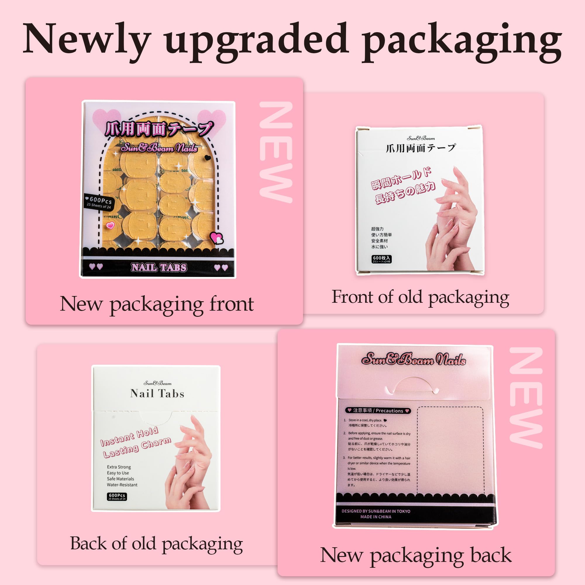 Sun&Beam Nails Adhesive Tabs 25 Sheets For Press On False Nail Tip Gel Glue Double Sided Tape Stickers Waterproof Transparent St