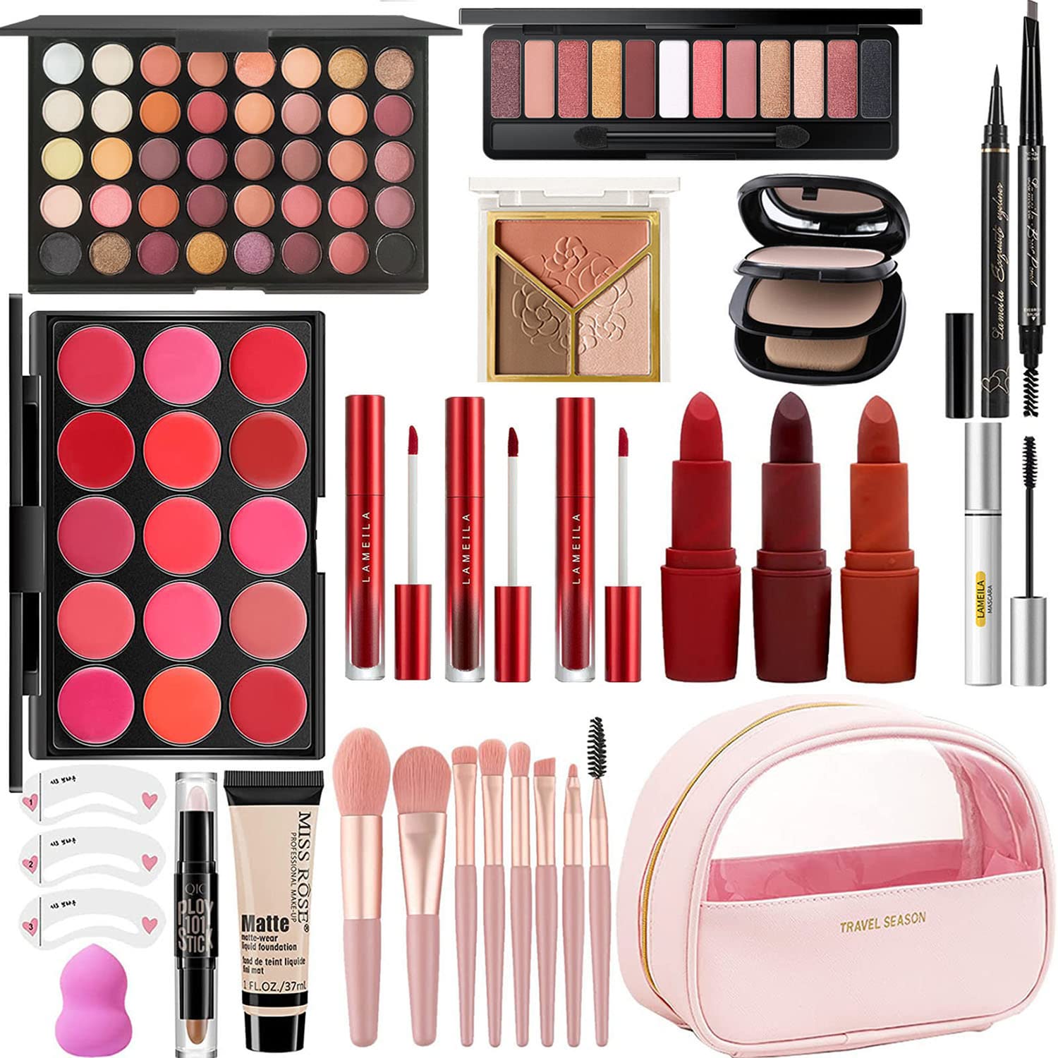 MISS ROSE M All In One Full Makeup Kit for Women, Multipurpose Makeup Sets, Beginners and Professionals Alike, Easy to Carry(Pin