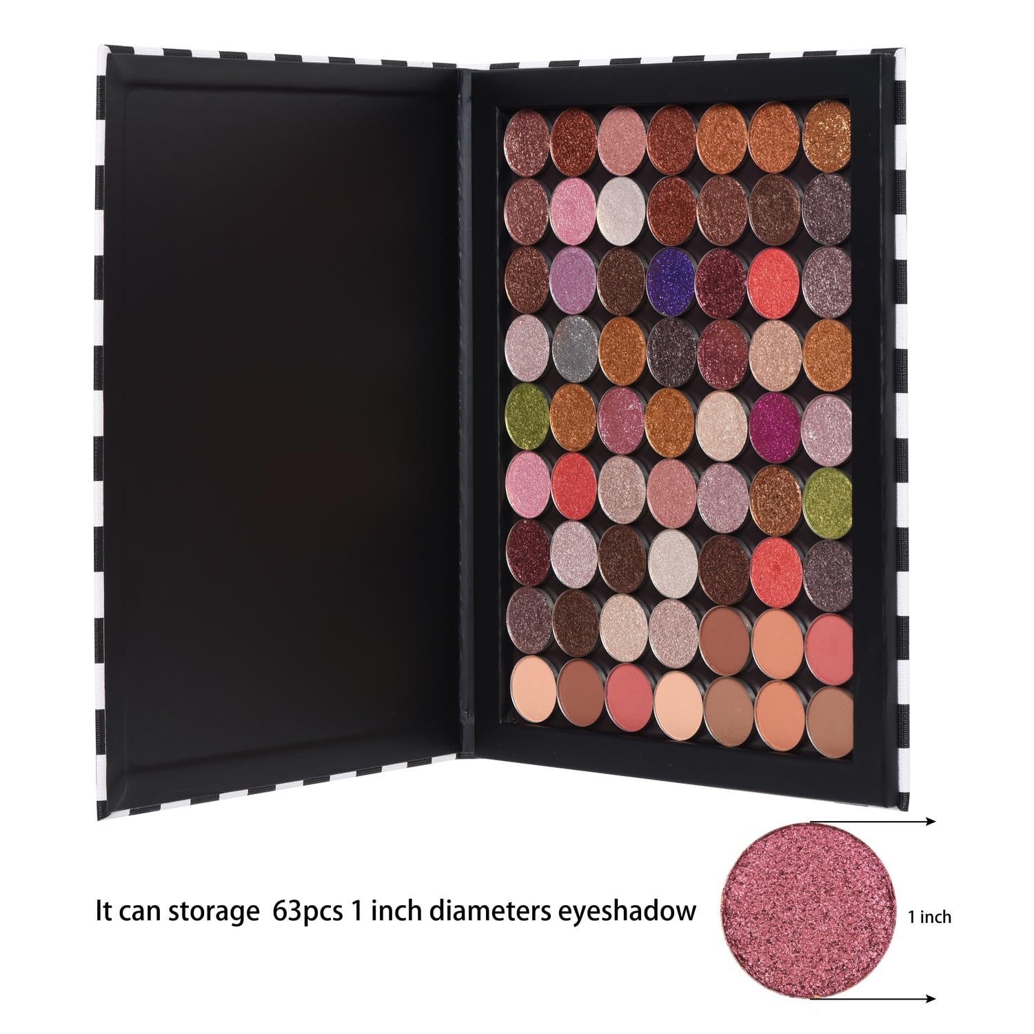 Allwon Extra Large Magnetic Palette Checkered Black Empty Makeup Palette For Eyeshadow Lipstick Blush Powder