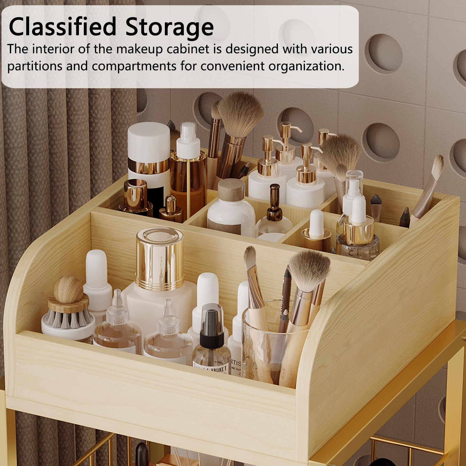 Makeup Organizer Cart with Drawers, Floor Skincare Organizers Make Up Organizers-Vanity Organizer Cosmetic Display Cases Holder