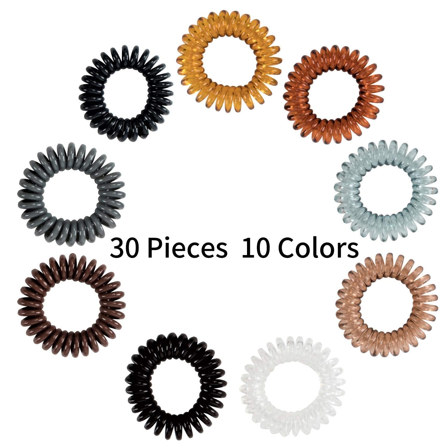 79Style 50Pcs Spiral Hair Ties Coil Hair Ties Bulk Hair Coils Ponytail Holder Neutral No Crease Traceless Coil Hair Scrunchies P