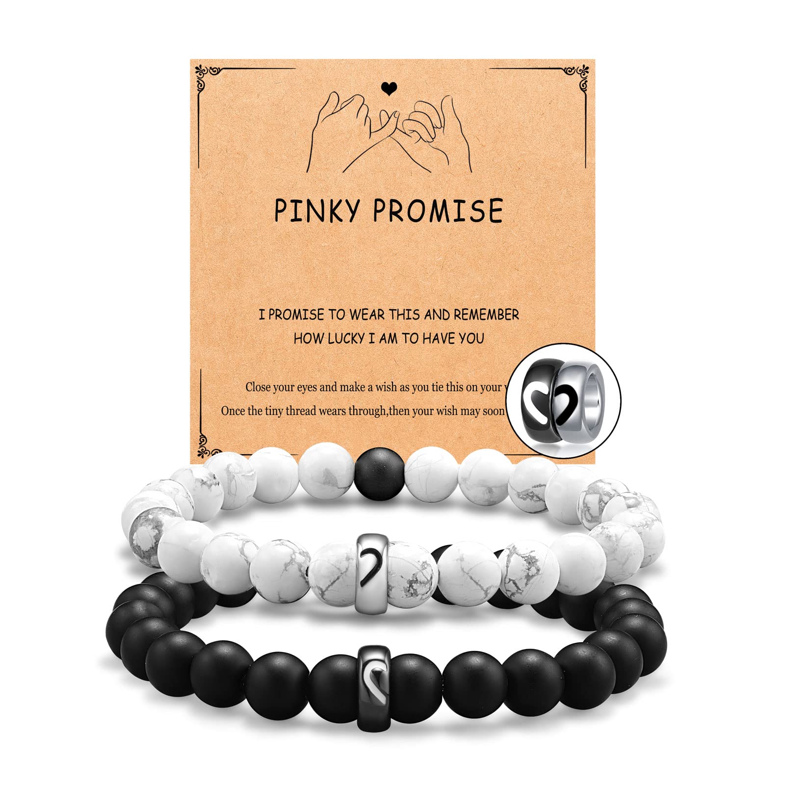 UNGENT THEM Pinky Promise Matching Couples Bracelets Long Distance Relationship His Hers Christmas Birthday Sweetest Valentines 