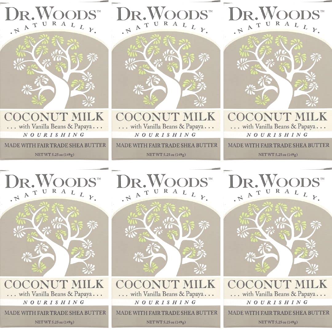 Dr. Woods Coconut Milk Shea Butter Soap, 5.25 oz (Pack of 6)
