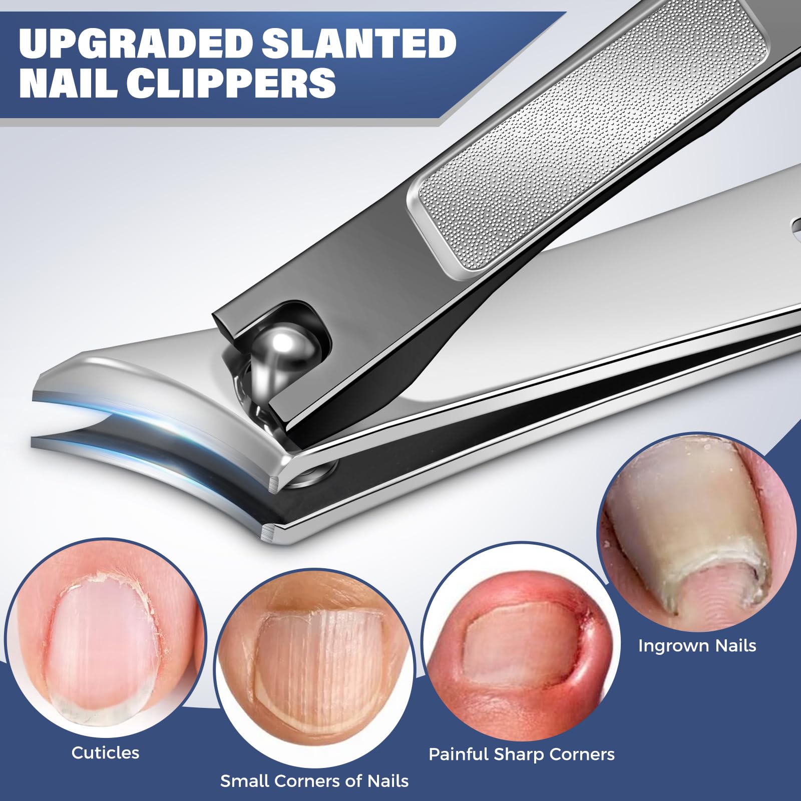 Toenail Clippers For Thick Toenails For Seniors, Angled Head Large Toe Nail Clippers Set For Men, Heavy Duty Ingrown Toenail Cli