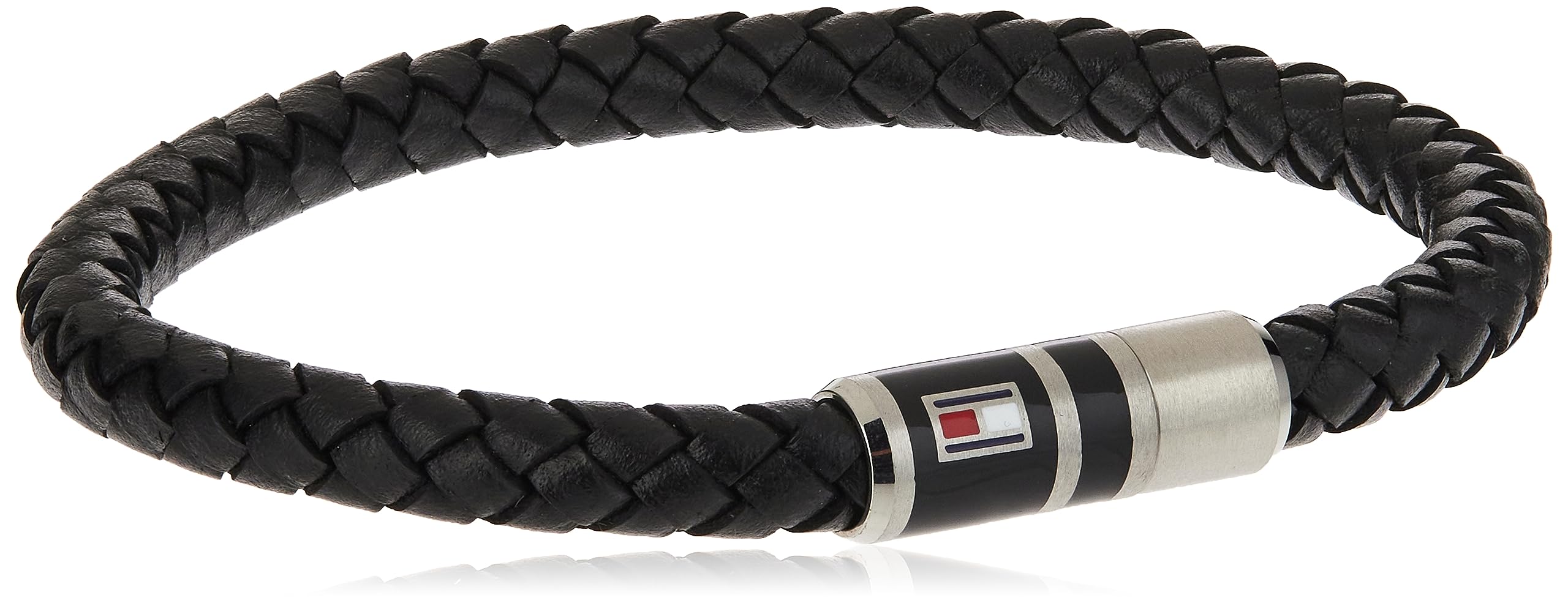 Tommy Hilfiger Men's Jewelry Braided Leather Bracelet, Color: Black (Model: 2790293)