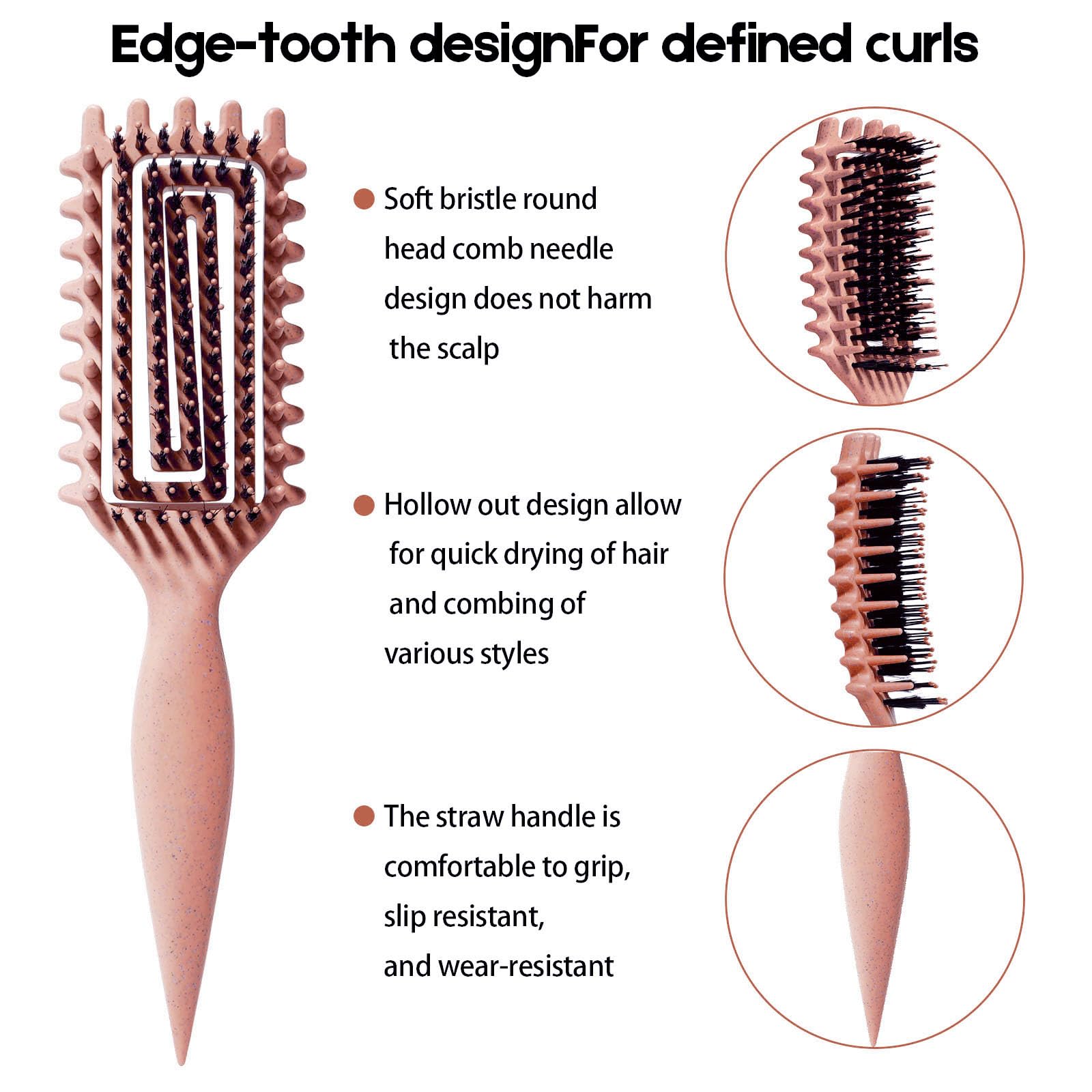 MMBVSZ Curly Hair Brush - Candybrush Curl Defining for Detangling & Shaping Curls, Matte Pink, Plastic, Suitable for Wet & Dry Hair
