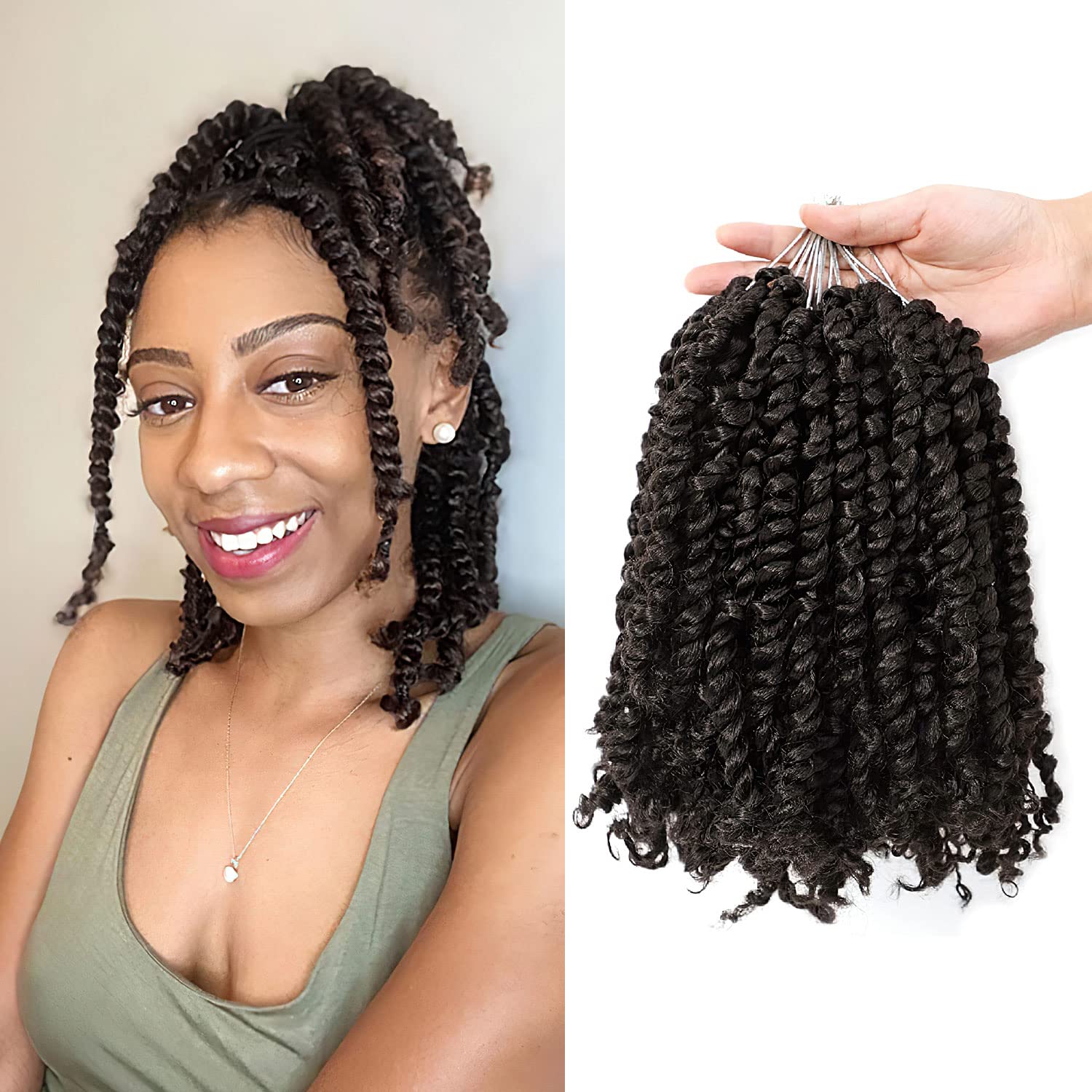 The BOHOBABE Crochet Passion Twist Hair Pretwisted 12 Inch Short Pre-looped Passion Twist Crochet Braiding Hair 8 Packs(4#)