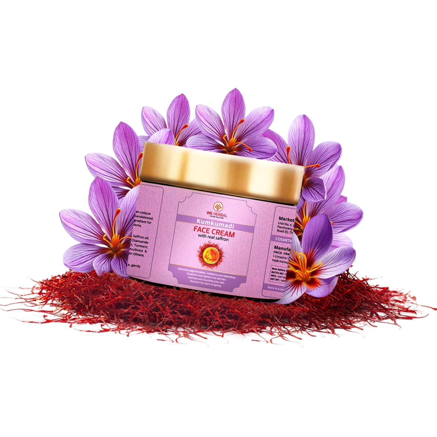 We Herbal Kumkumadi Face Cream For Fairness, Radiant Glow, Skin Brightening & Firming, 50Gm Ayurvedic Moisturizer With Natural I