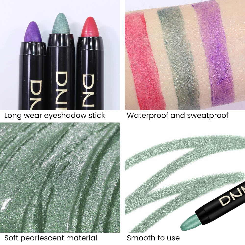 Kaely 2Pcs Cream Eyeshadow Sticks Set For Eyes Waterproof,Green Shimmer Eye Shadow Stick Pencil Pen Bulk Sombras En Crema Para O