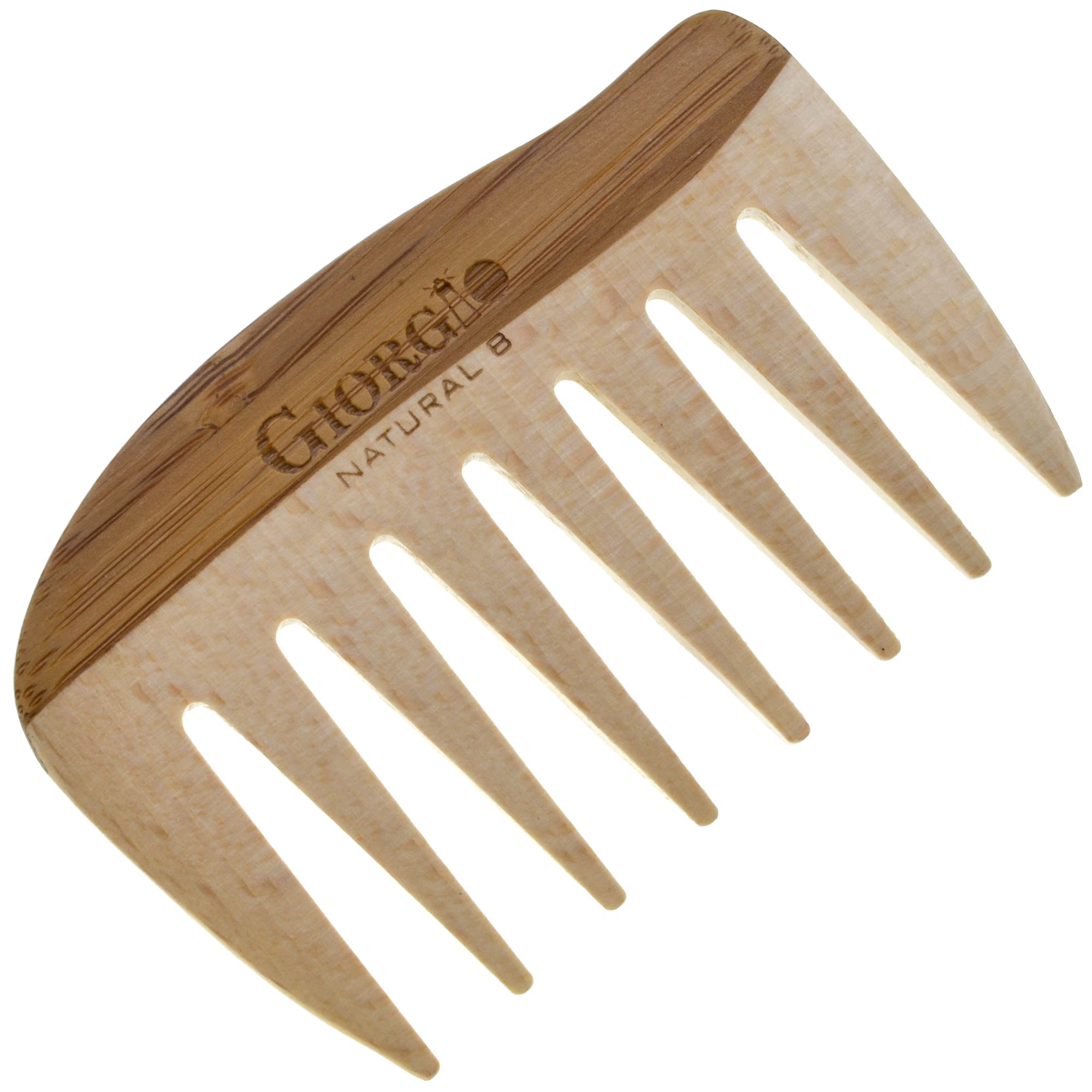 Giorgio GIONAT8 Small Natural Wooden Comb Hair Detangler Wide Tooth Comb for Curly Hair, Bamboo and Beechwood Hair Combs for Thi