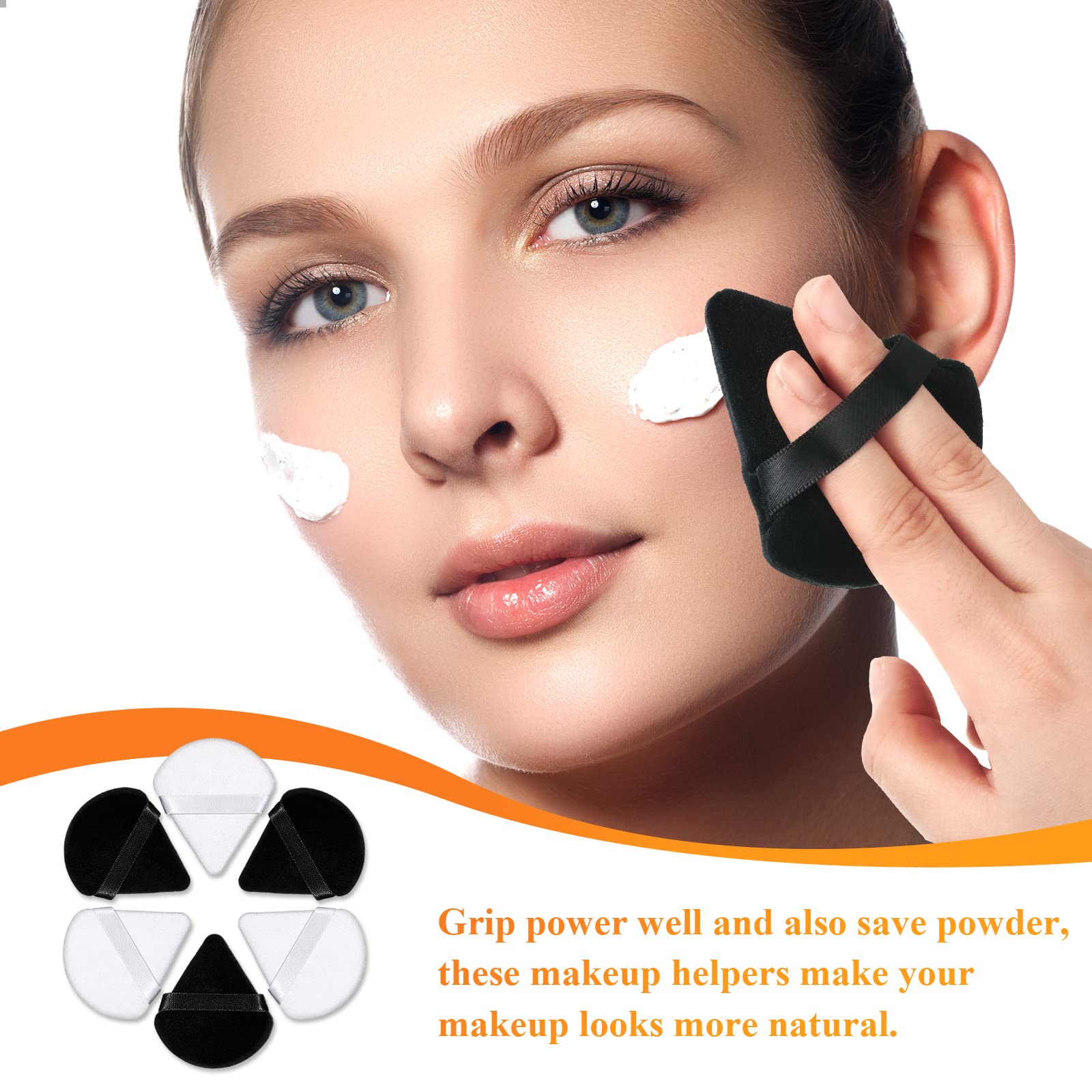 Nuenen 100 Pieces Powder Puff Triangle Powder Puff Face Soft Makeup Puff For Loose Powder, Wedge Shape Velour Cosmetic Sponge Fo
