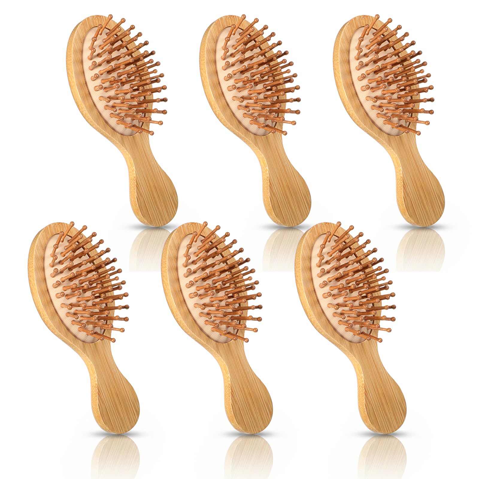 12 Pack Mini Bamboo Hair Brush Bulk, Bulk Natural Wooden Paddle Brush DetanglingBrush Paddle Mini Wood Hairbrushes Wood Hairs B