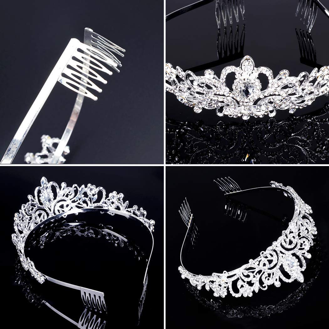 Cocide Tiara Crystal Crowns Princess Rhinestone Crown With Combs Bride Headbands Bridal Wedding Prom Birthday Party Hair Accesso