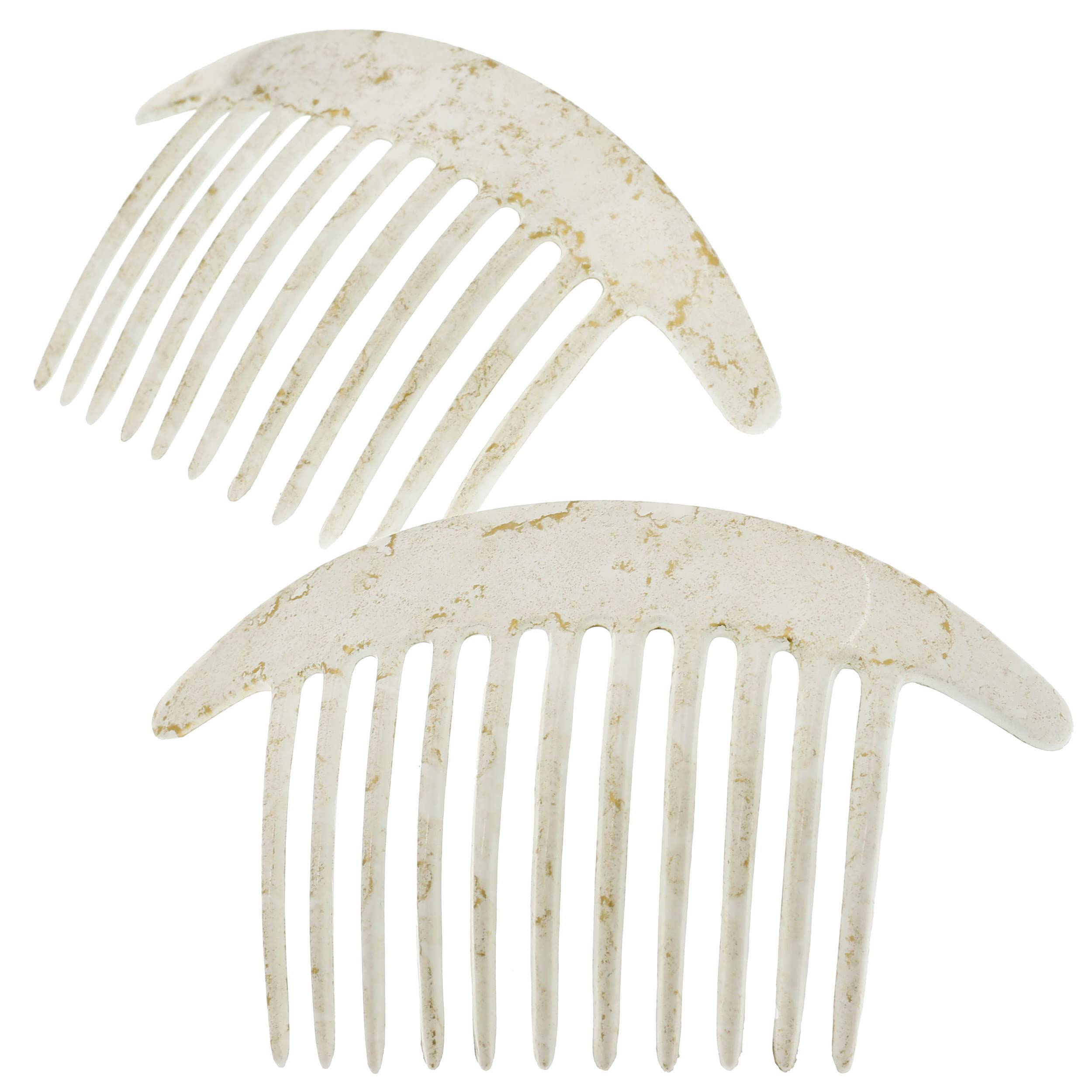 Camila Paris CP2940 French Hair Side Combs, White Pearl Interlocking Combs French Twist Hair Combs, Strong Hold Hair Clips for W