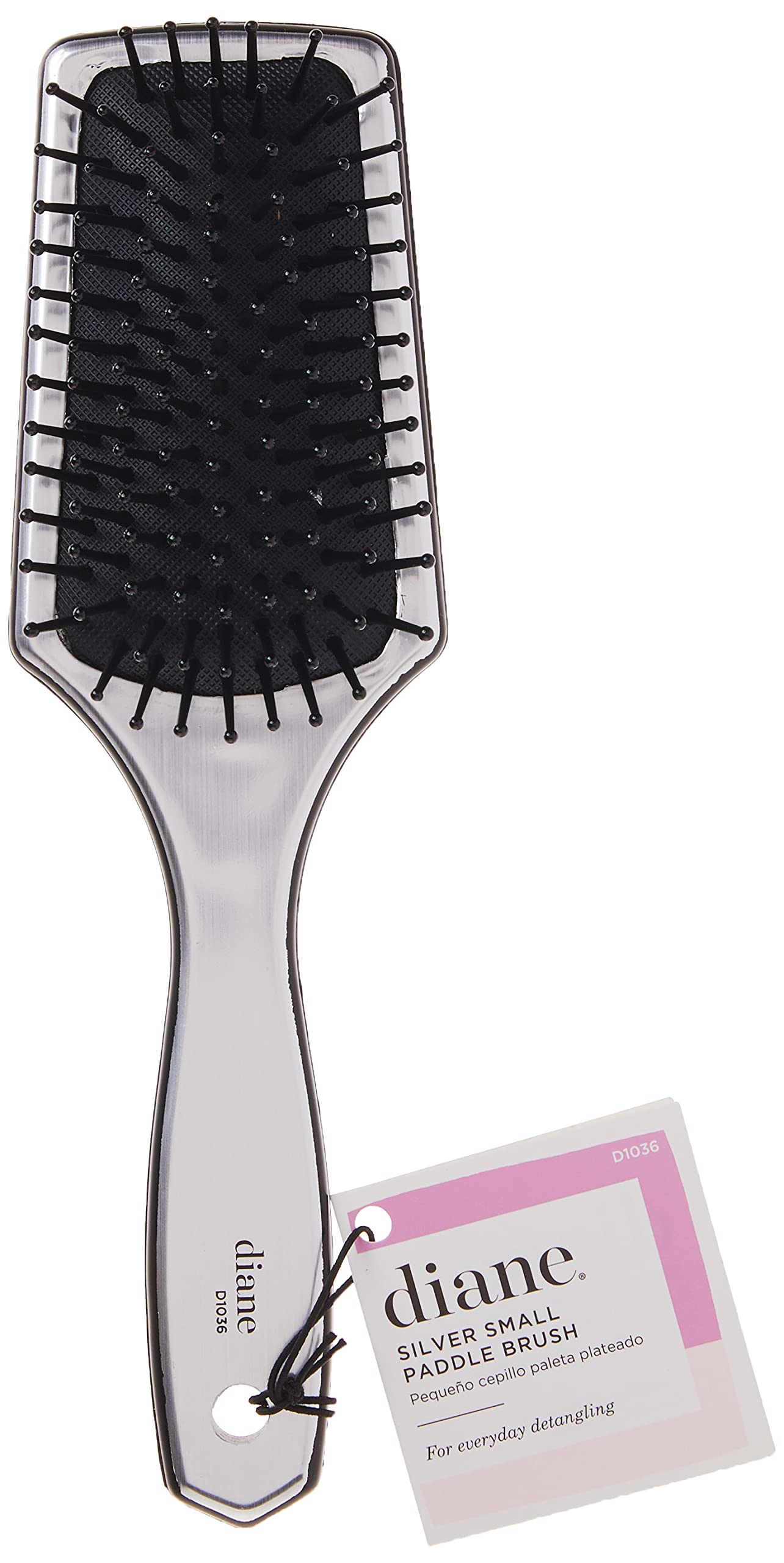 Diane Small Silver Cushion Paddle Brush, 7 Row, 12Count