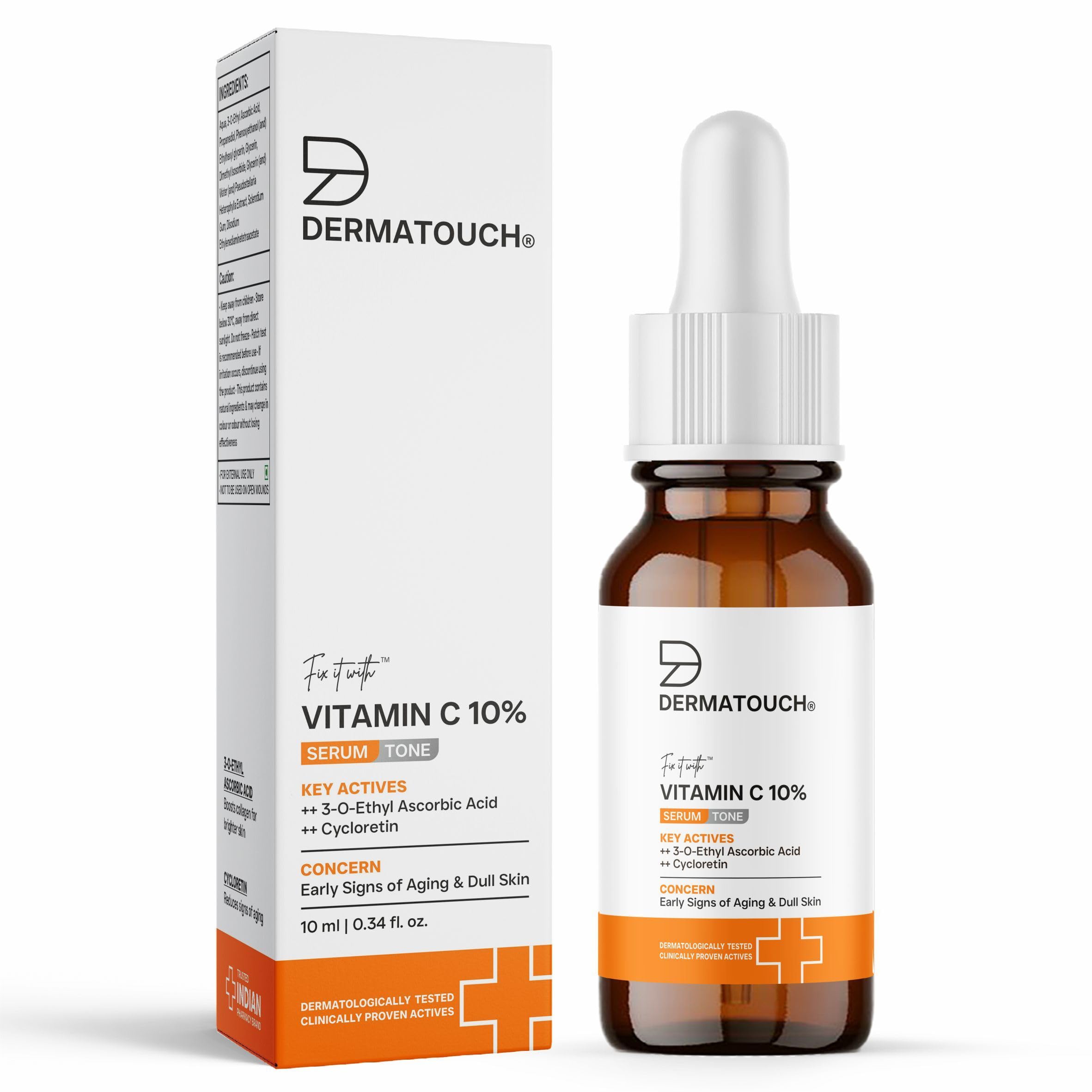 Dermatouch Vitamin C 10% Serum With Cycloretin | Brightening, Firming & Anti-Aging Face Serum For Men And Women | For A Radiant,