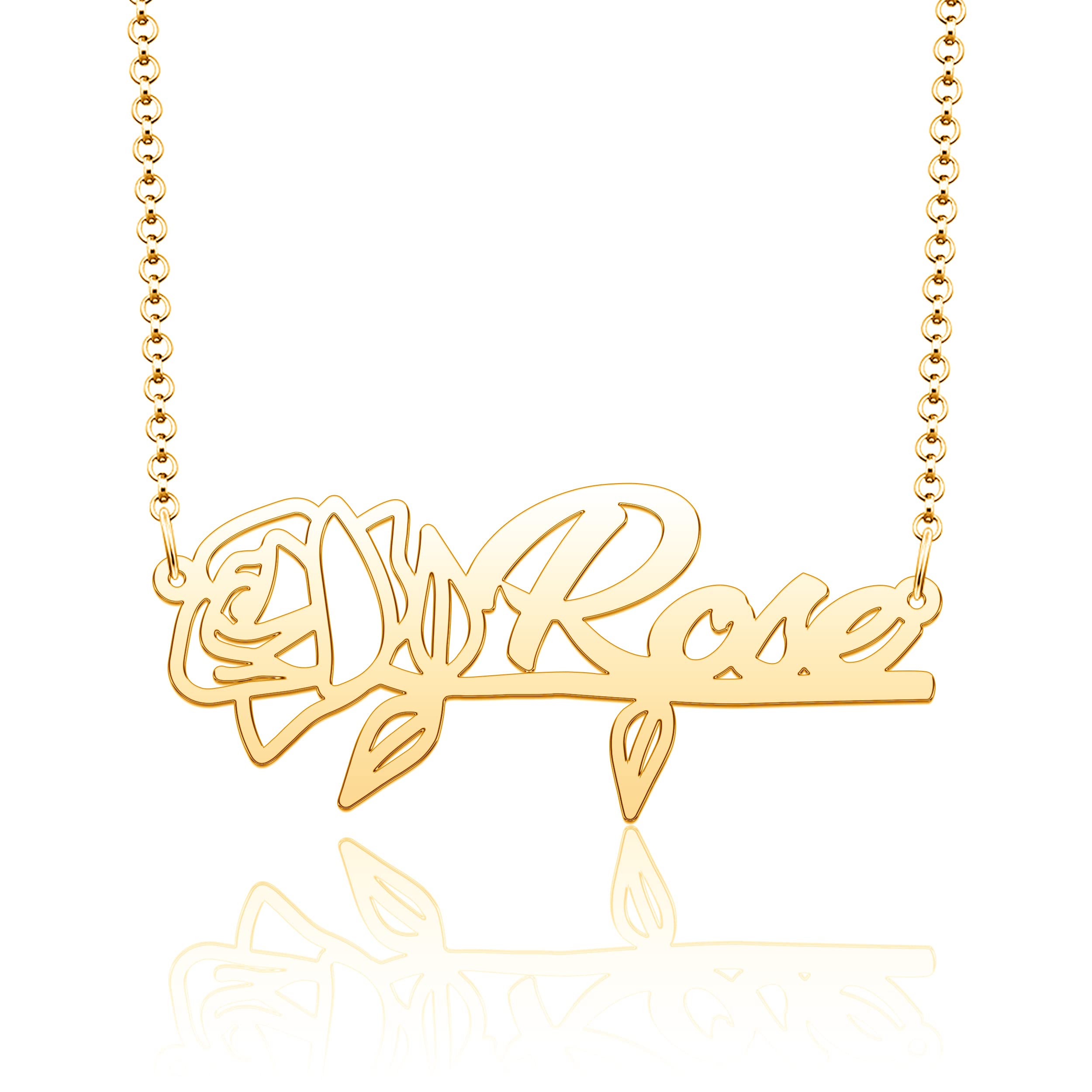CoolJewelry Personalized Necklace Rose Flower Necklace Custom Name Necklace Sterling Silver Necklace Flower Necklace Jewelry for