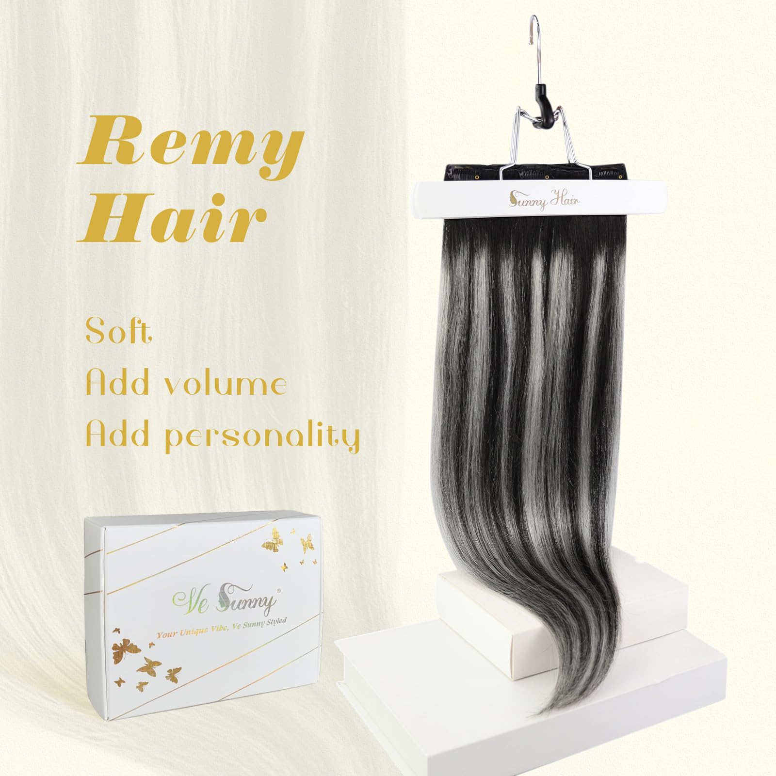 Ve Sunny Human Hair Clip In Extensions Black Ombre Clip In Hair Extensions For Women Balayage Clip Hair Extensions Real Human Ha