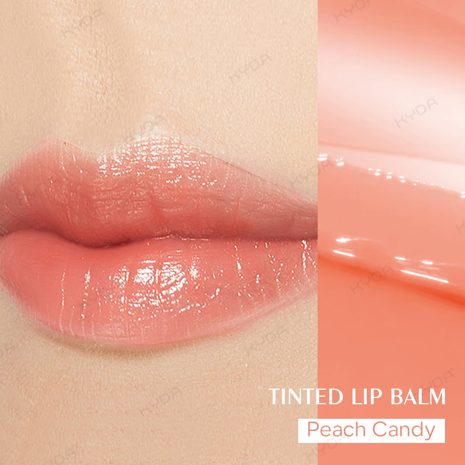 KYDA Tinted Lip Balm, Hydrating Sheer Formula Lip Balm, Natural Glossy Finish, Moisturizing Lip Care Balm for Dry Lips, Peach Ca