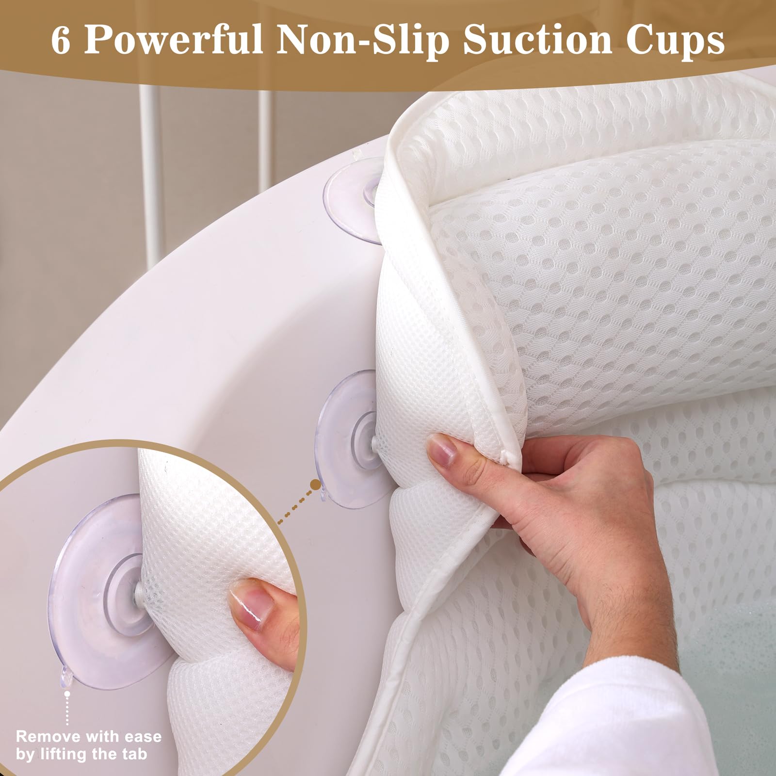 Bath Pillow Luxury Bathtub Pillow, Extra Soft & Comfortable Bath Pillows For Tub Head Neck And Back Support, With 4D Air Mesh Cu