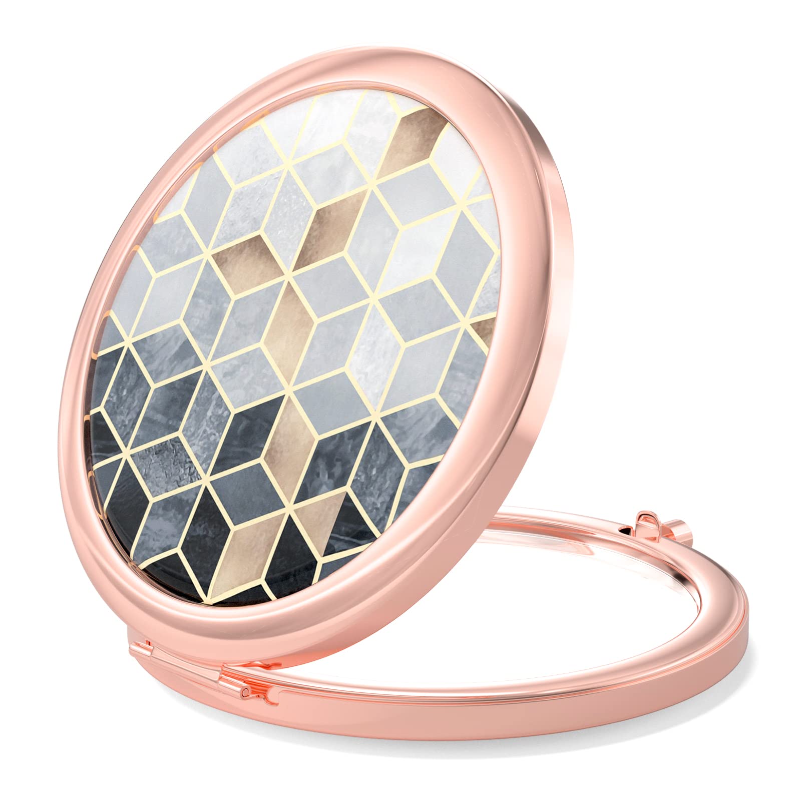 Nipichsha Compact Mirror, Pocket Travel Makeup Mirror, 2-Sided 2X & 1X Magnification Compact Mirror, Small Folding Portable Hand
