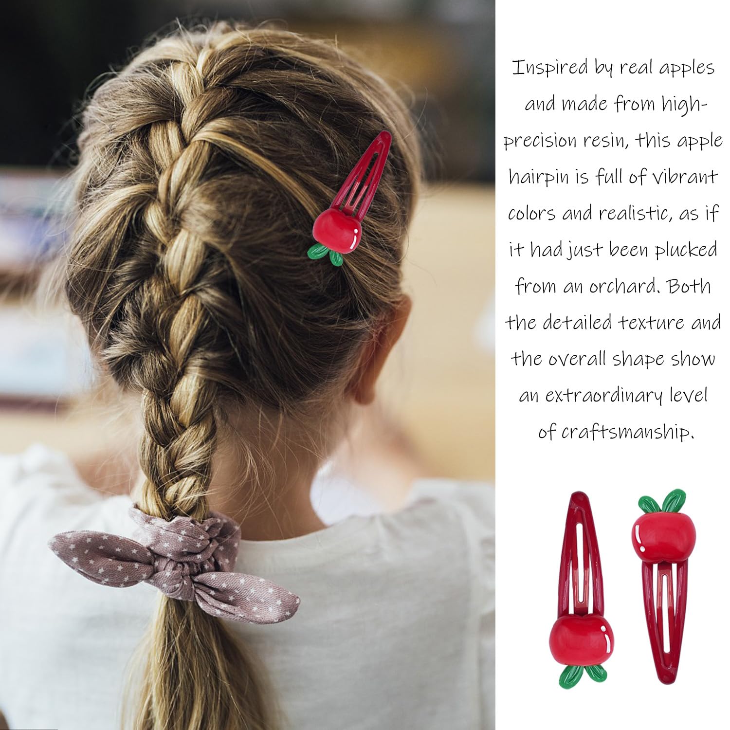 20Pcs Apple Snap Hair Clips Red Apple Hair Clips Apple Hair Barrettes Fruit Snap Hair Clips Fruit Snap Hair Accessories For Girl