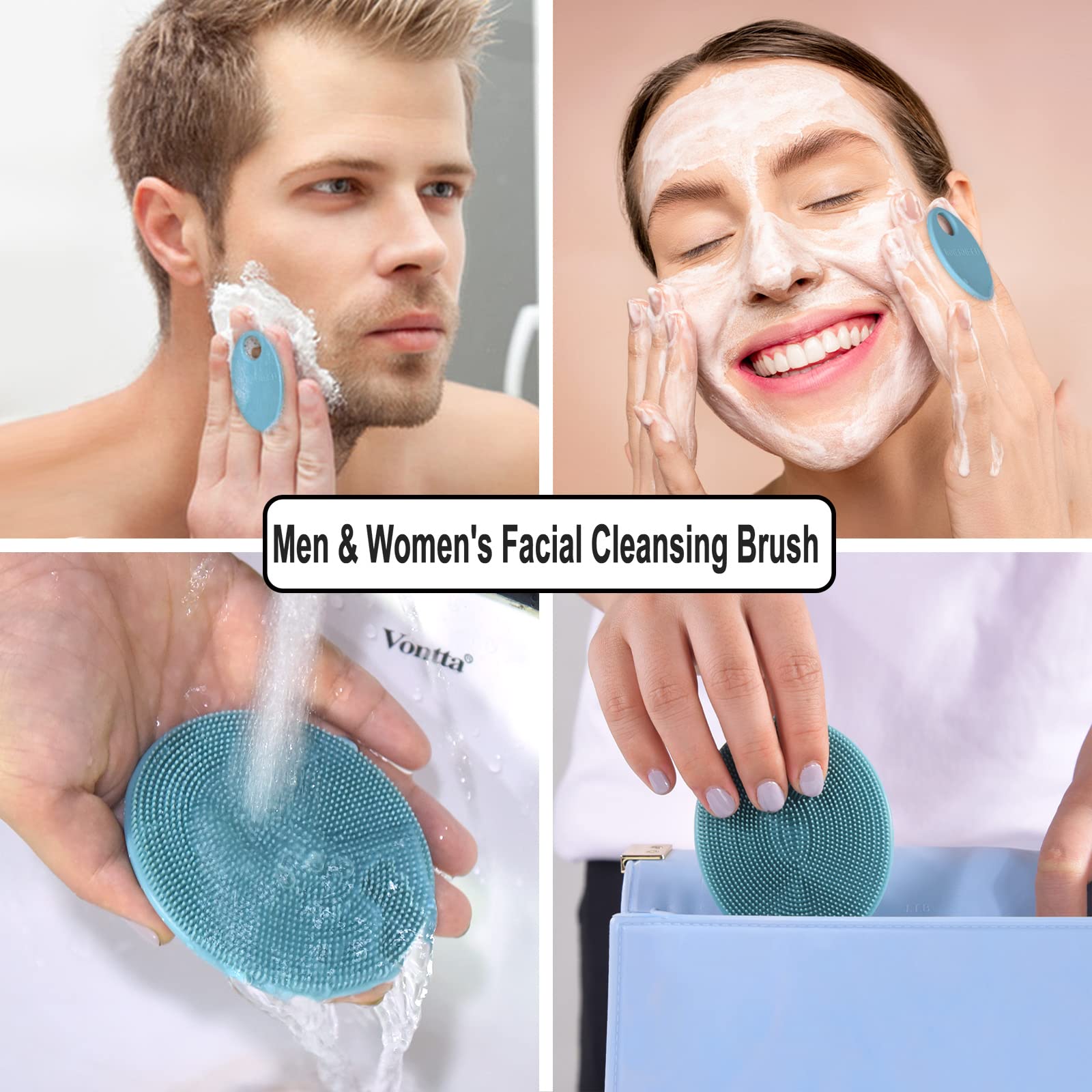INNERNEED Silicone Face Scrubber, Exfoliating Brush Manual Handheld Facial Cleansing Brush Blackhead Remover, Food-grade Soft Br
