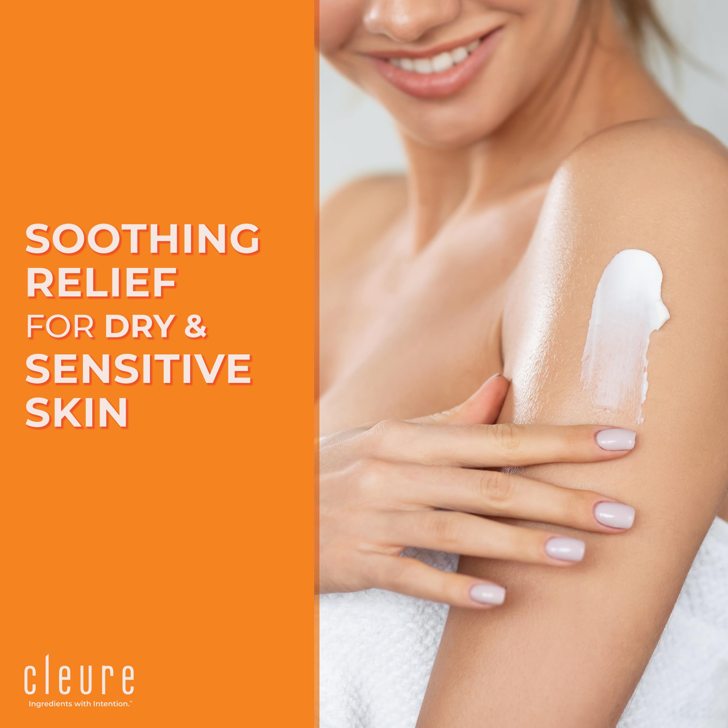 Cleure Body Lotion for Sensitive Skin - Daily Moisturizer with Shea Butter & Vitamin E - Fragrance Free, Gluten Free, Paraben Fr