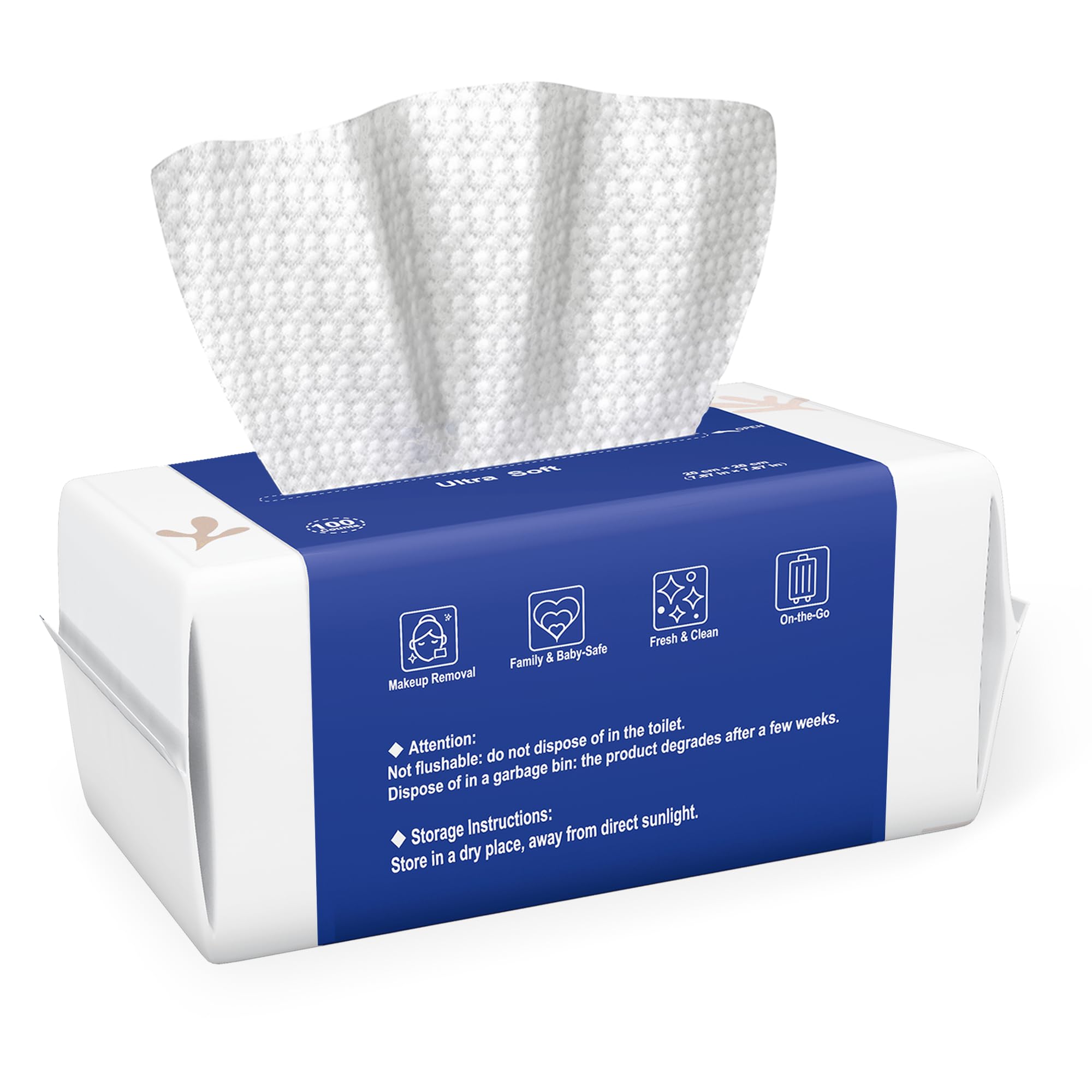 Ourmed Life Face Towels, Disposable Biodegradable Clean Facial Wash Cloth for Sensitive Skin, Lint- free Facial Tissue for Clean