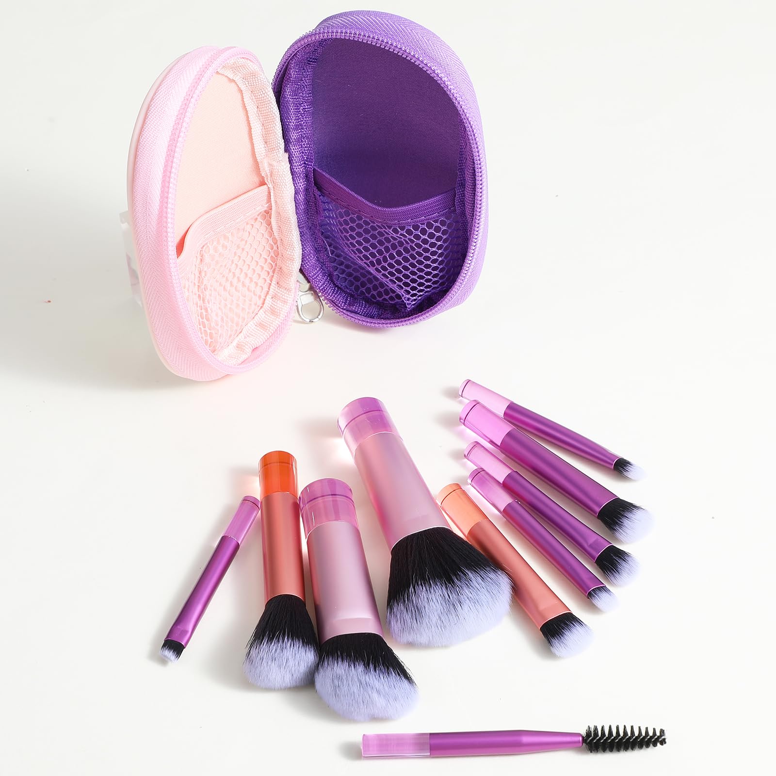10 Pcs Travel Makeup Brush Set Mini Makeup Brushes Travel Size With Pack Portable Small Eyeshadow Eye Lipstick Foundation Brush