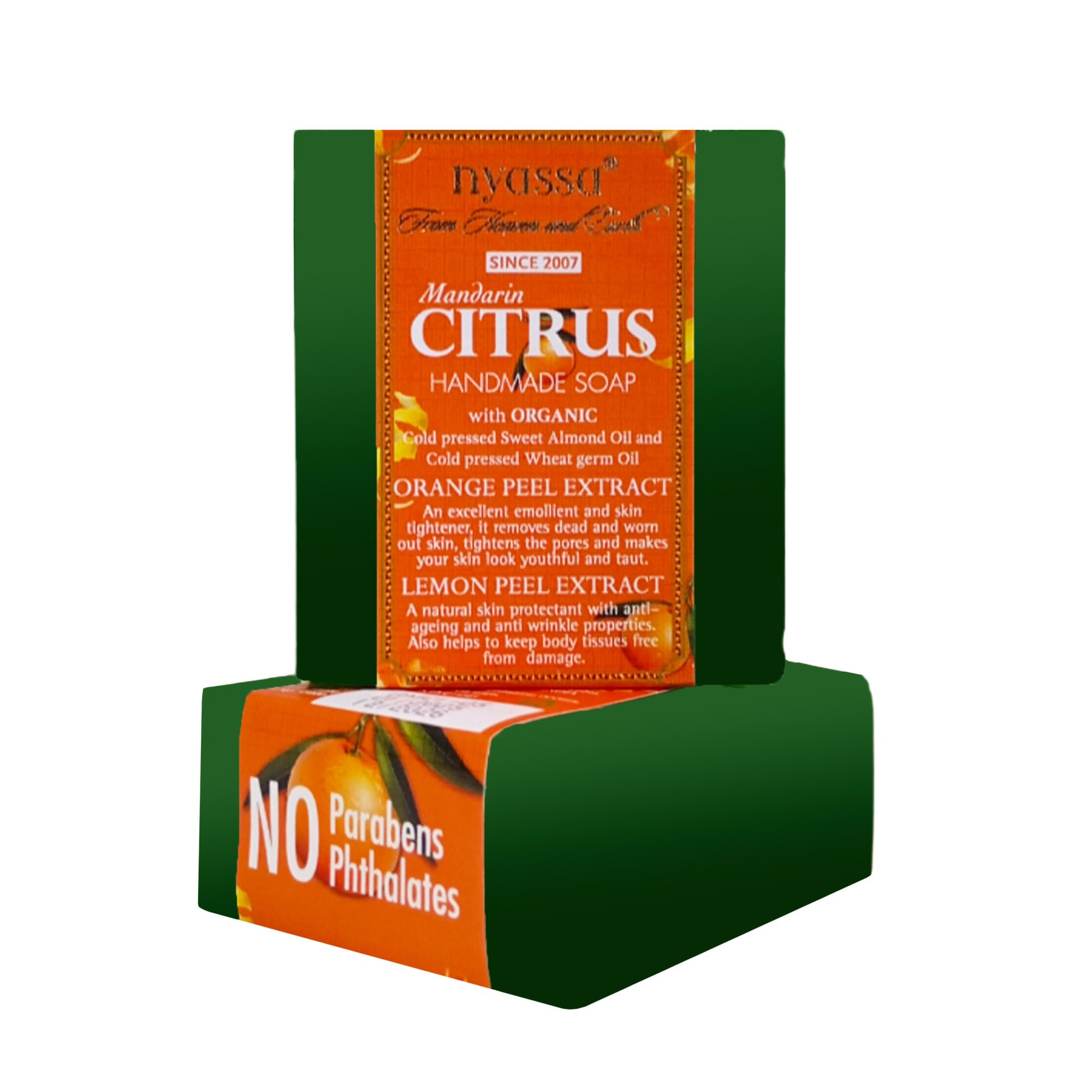Nyassa Mandarin Citrus Handmade Soap - 150G, Bath Soap With Orange Peel & Lemon Extract For Skin Tightening, Exfoliation & Youth
