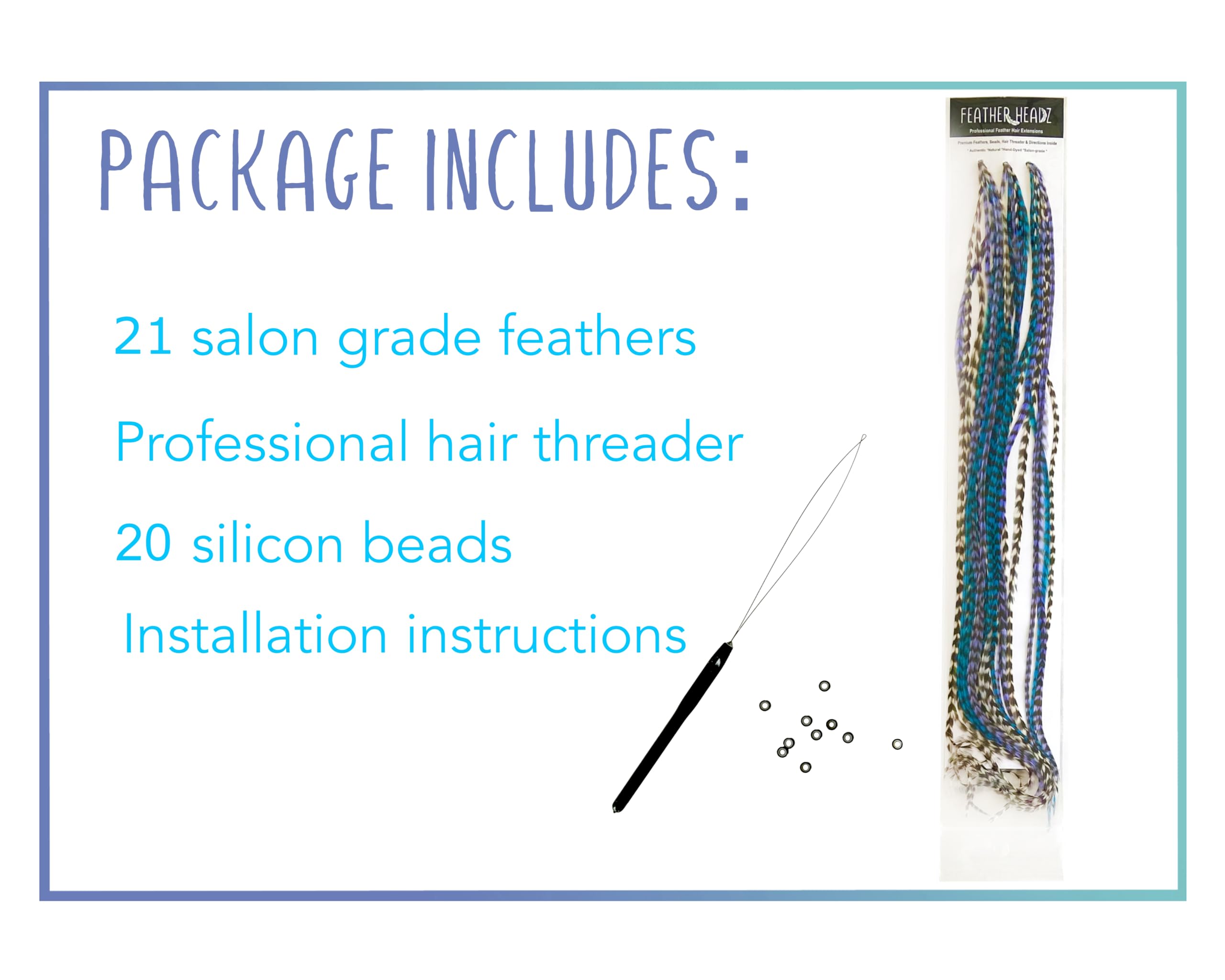 21 Purple, White & Turquoise Grizzly Color Hair Feathers - 7   - 12    Long - Feathers For Hair Extension, Rooster Feathers Diy