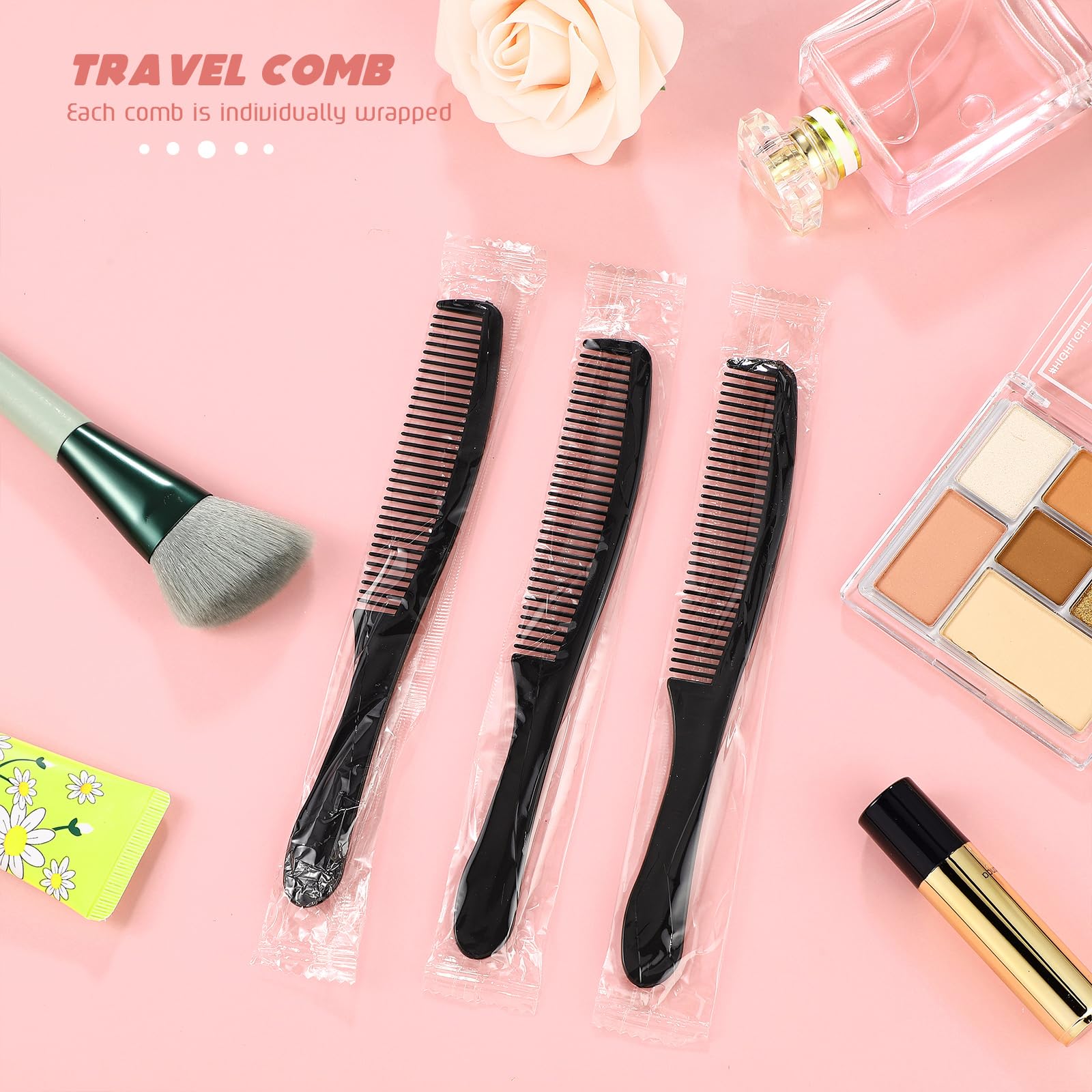 Combs Individually Wrapped, 200 Pcs Disposable Combs In Bulk Plastic Unbreakable Comb Set Long Handle Hair Combs Suitable For Fa