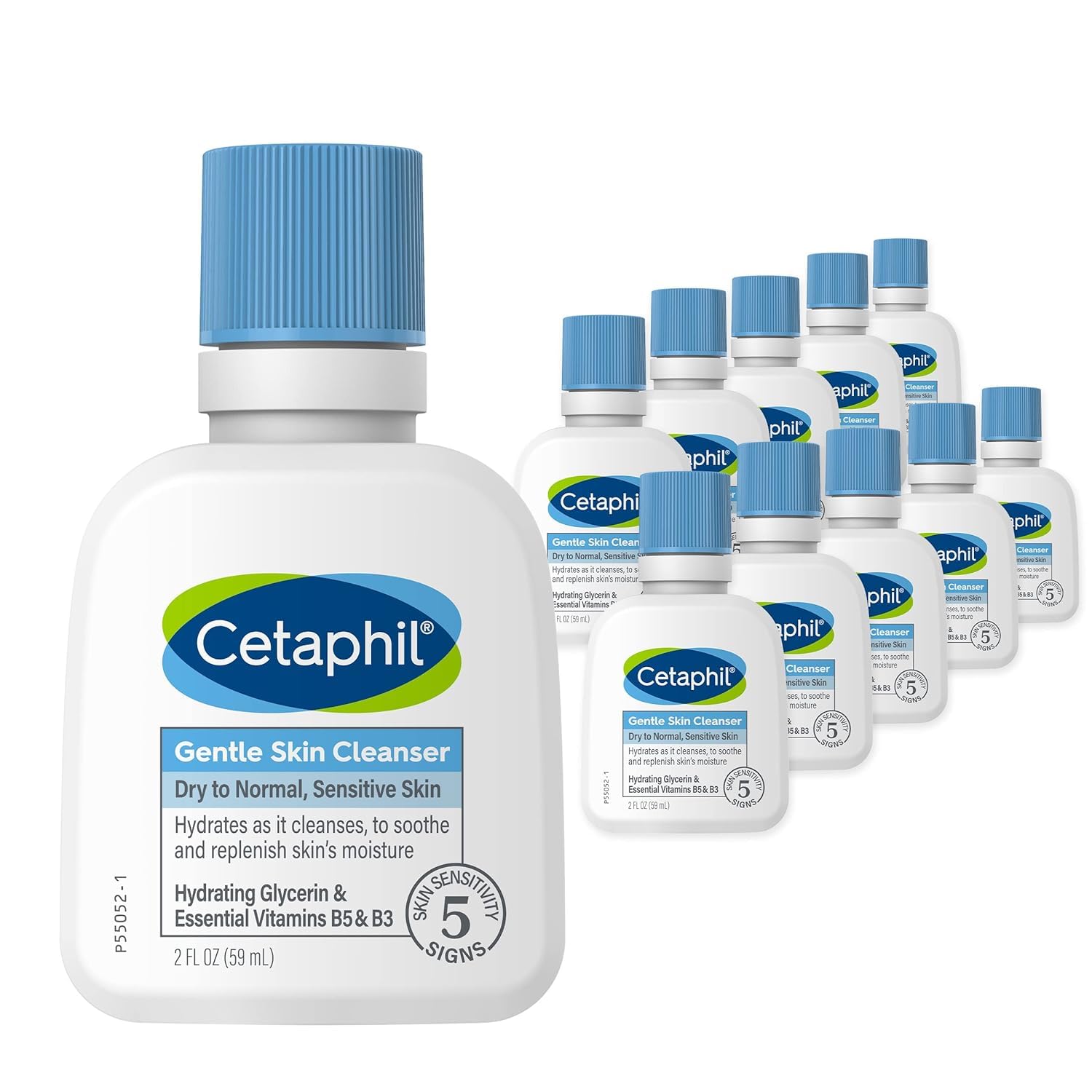 Cetaphil Face Wash, Hydrating Gentle Skin Cleanser For Dry To Normal Sensitive Skin, New 2 Oz 12 Pack, Fragrance Free, Soap Free