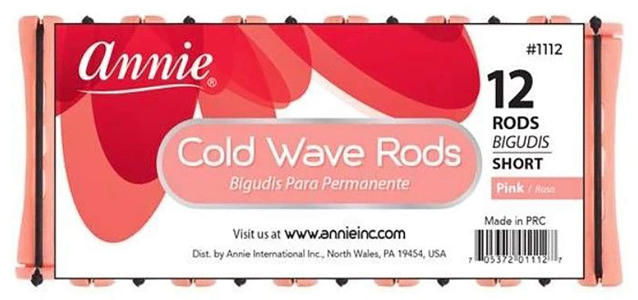 Annie Short Cold Wave Rods with Rubber Band  Hair Curling and Perm Styling  Pink  Set of (3) Packs of 12 (36 Pieces)