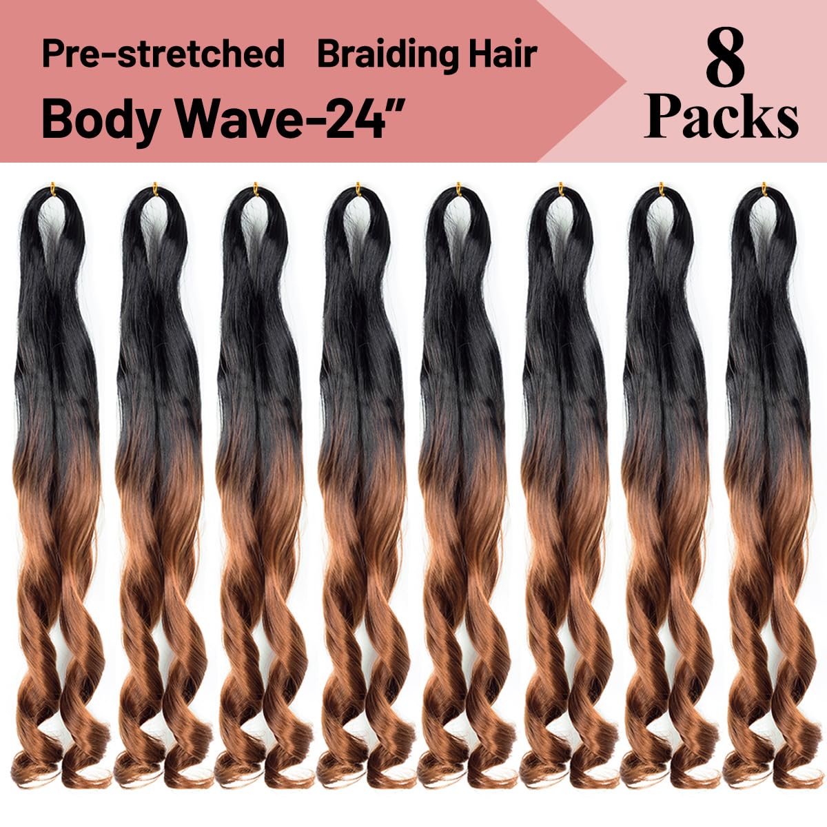 Luoyudu Bouncy Braiding Hair 24 Inch Loose Wavy Spanish Curly Braids Hair 75g/pack French Curly Crochet Hair 8Pack Spiral Curly